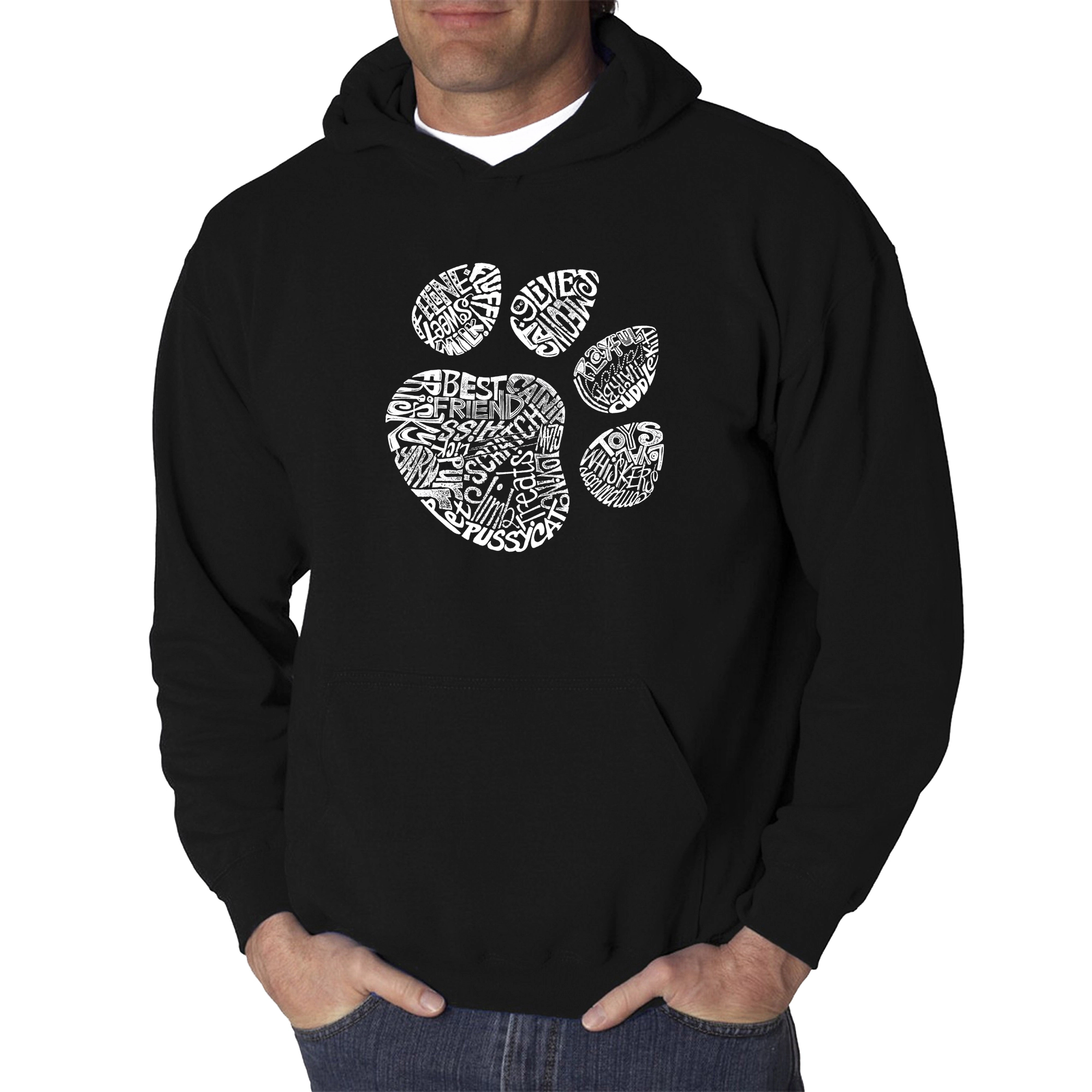 LA Pop Art Cat Paw - Men's Word Hooded Sweatshirt