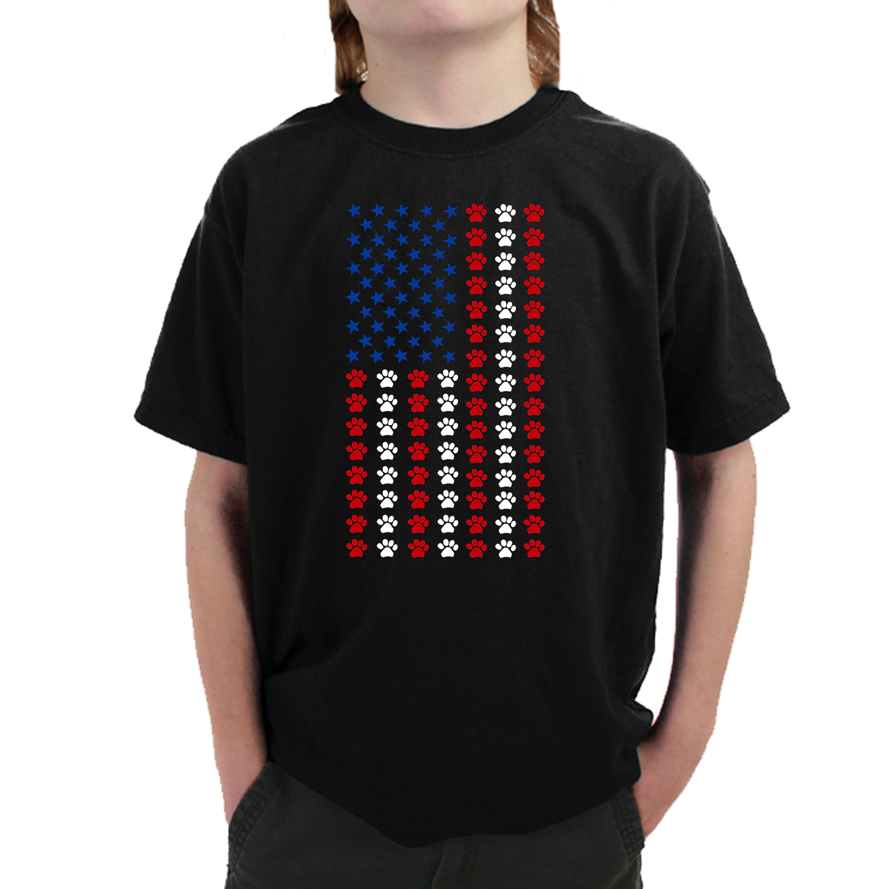 LA Pop Art Boy's Word T-Shirt - Paws Flag
