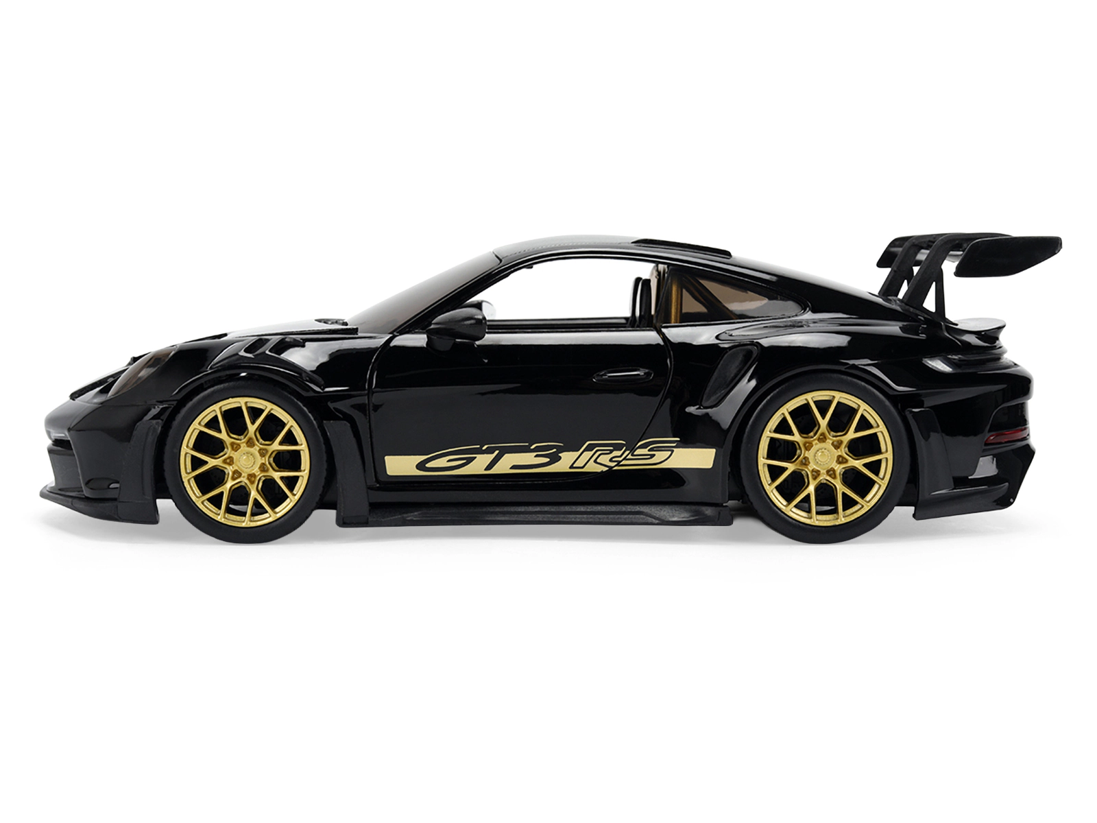 Porsche 911 (992) GT3 RS Black with Carbon Top and Hood Stripes 1/24 Diecast Model Car by Jada