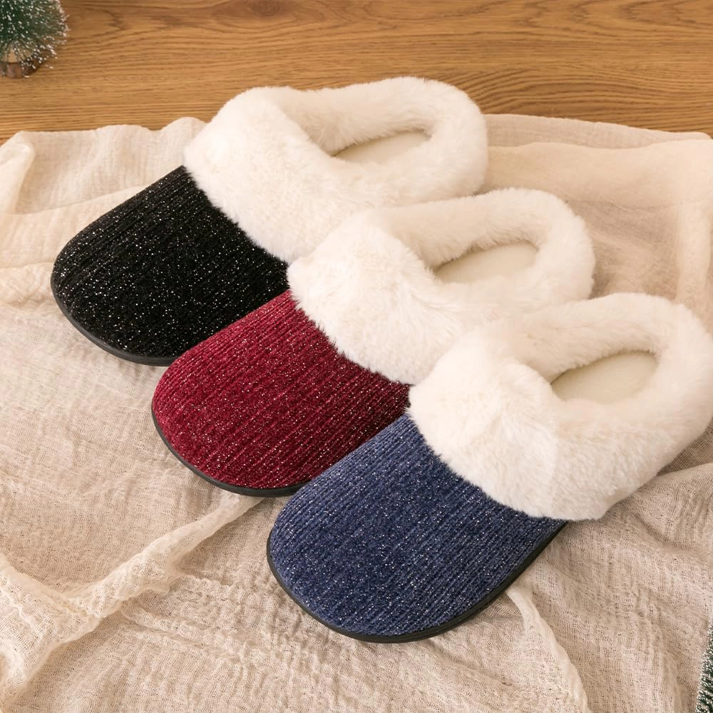 Roxoni Women's Fleece Sweater Clog Slippers