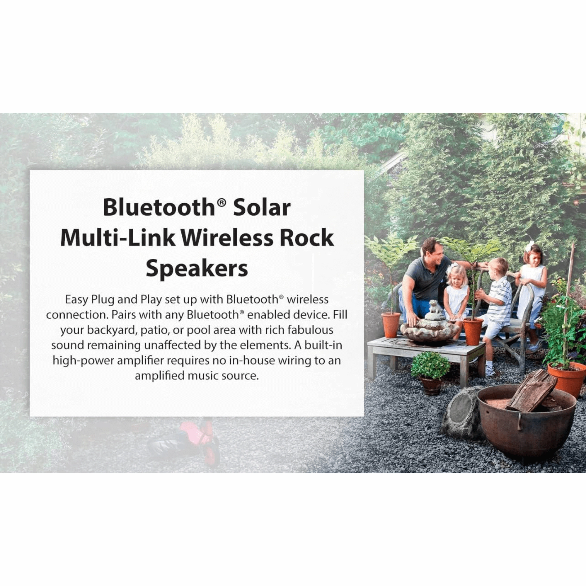 SoundPro Bluetooth Multi-Link Solar Rechargeable Wireless Rock Speaker