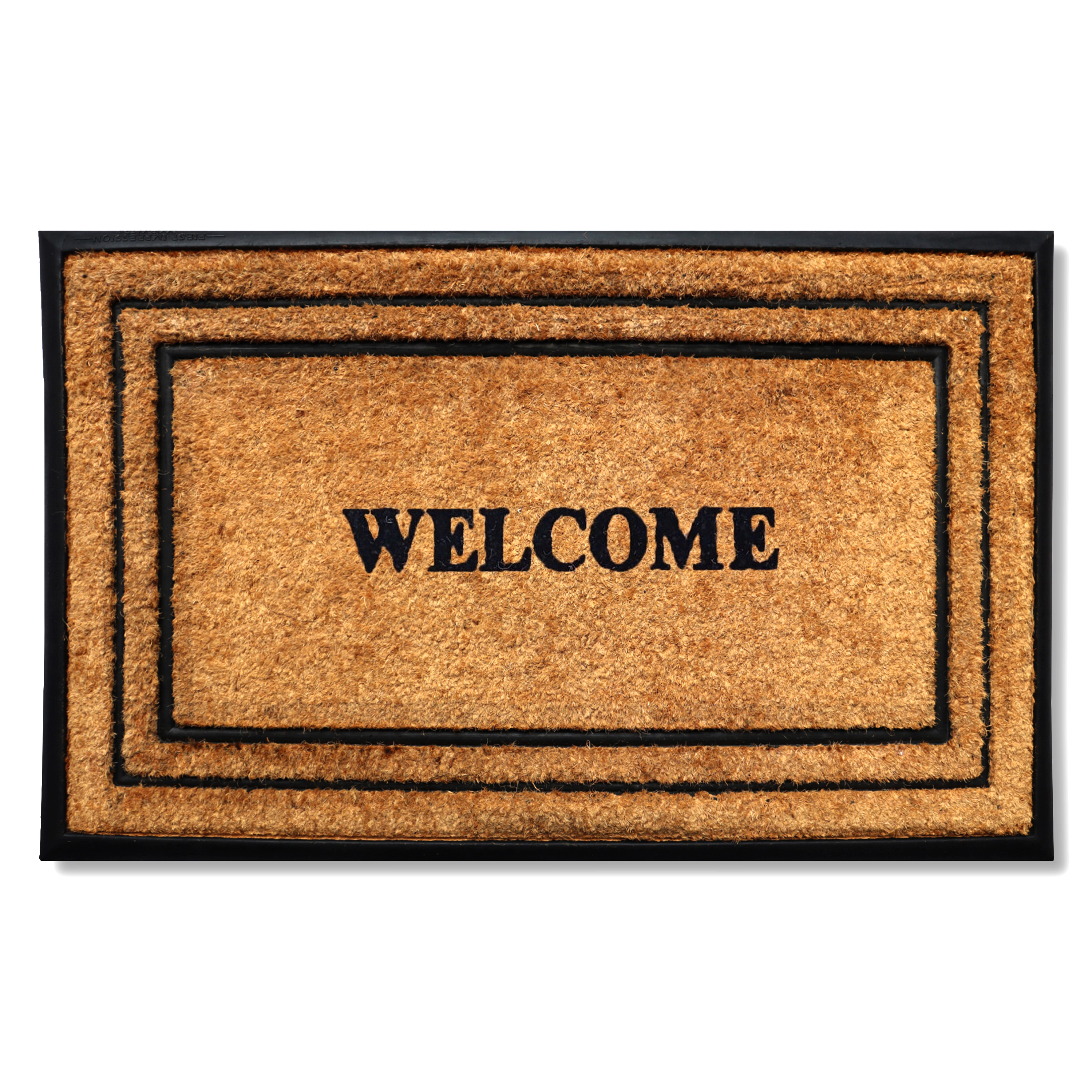 A1 Home Collections Natural Coir & Rubber Welcome Door Mat Heavy Duty Dirt Trapping Outdoor Front Door Mat 24 x 39 In