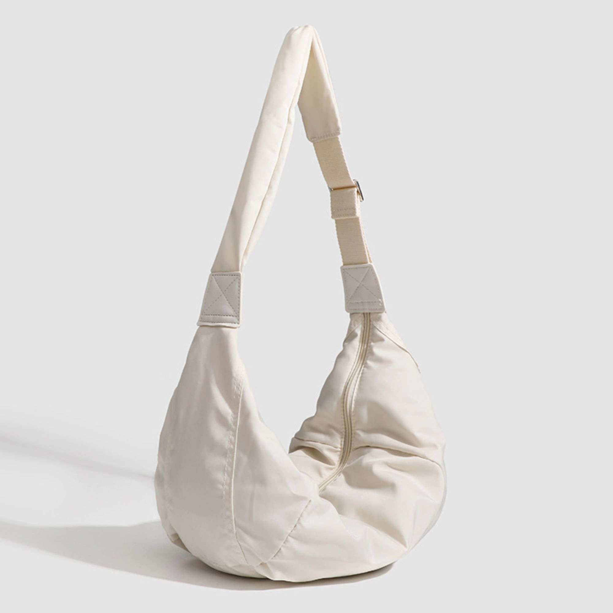 Alilang Women's Padded Crescent Crossbody Bag with Adjustable Shoulder Strap, Beige