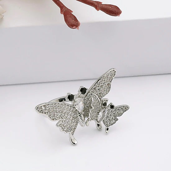 AGP Paris Women's Silver-Tone Flutter Butterfly Adjustable Ring