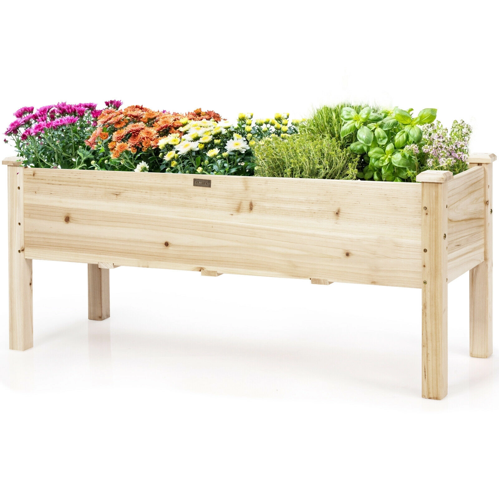 SUGIFT 220-lb Capacity 47.5-in Solid Fir Wood Raised Garden Bed Elevated Planter Box with Drainage Holes