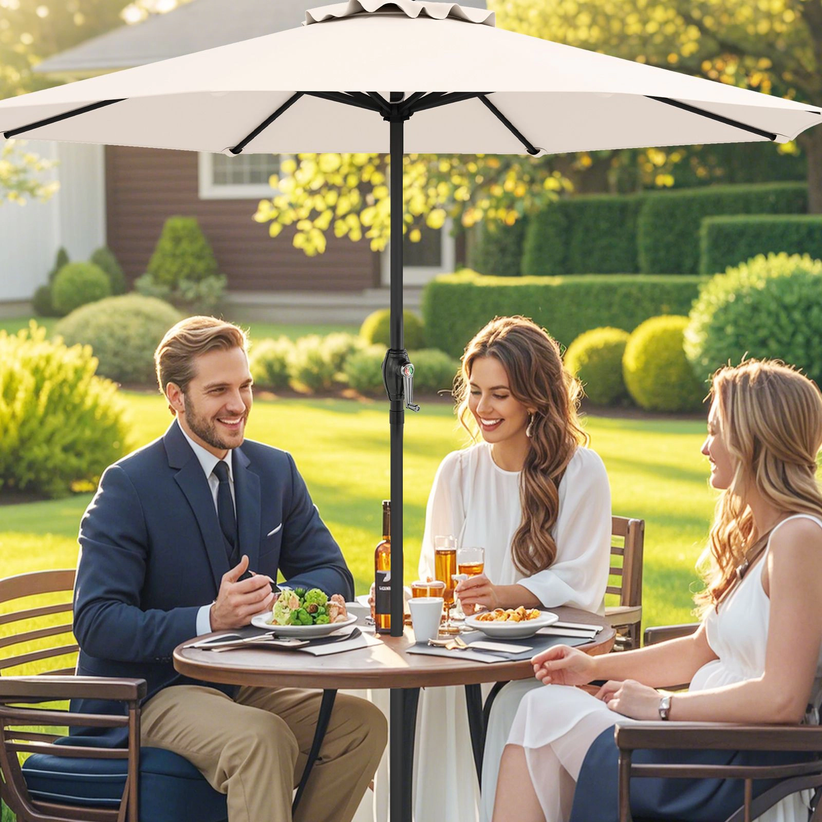 SlickBlue Outdoor Patio Umbrella with Crank and Vented Canopy