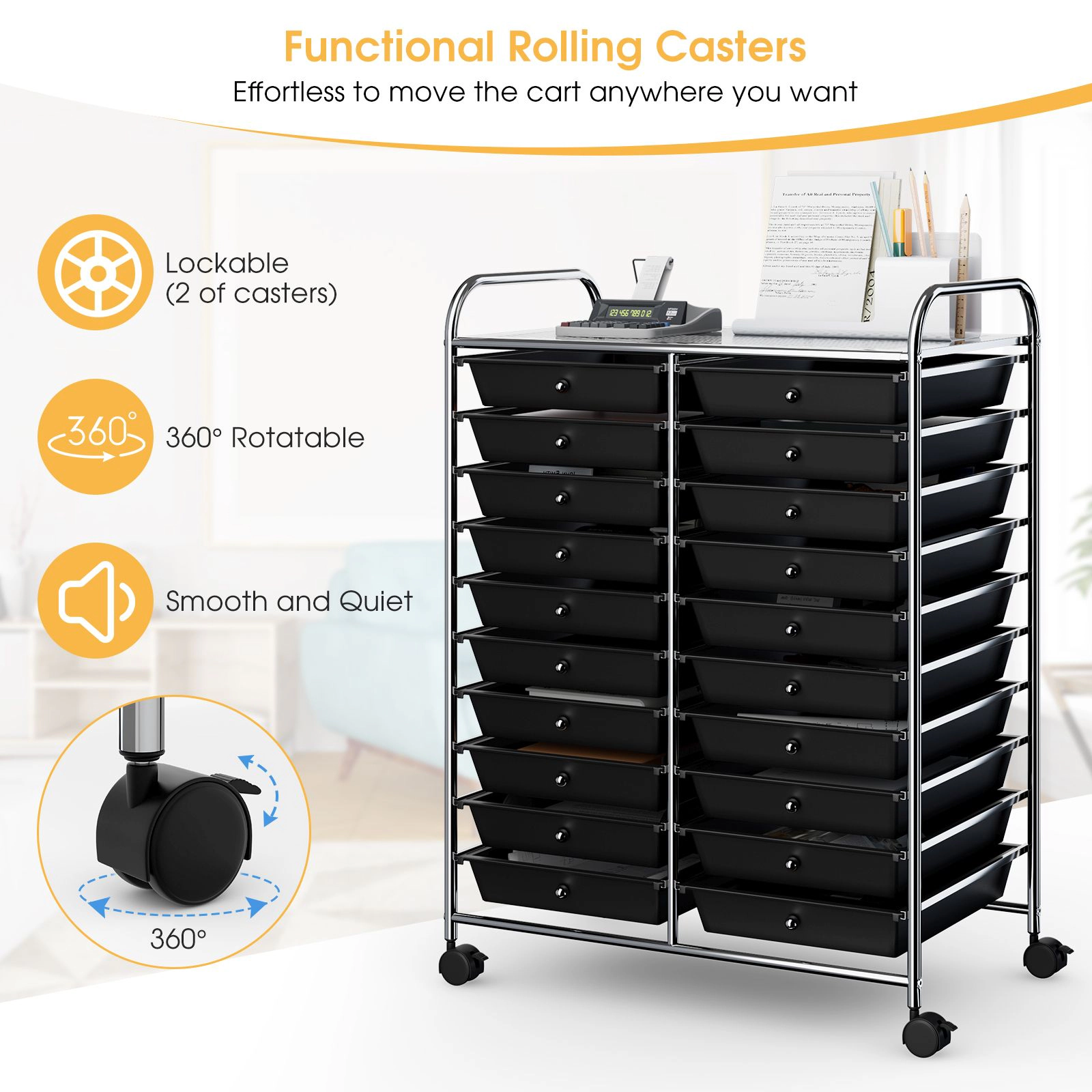 SlickBlue Multi-Tier Utility Cart with Wheels for Home & Office Storage