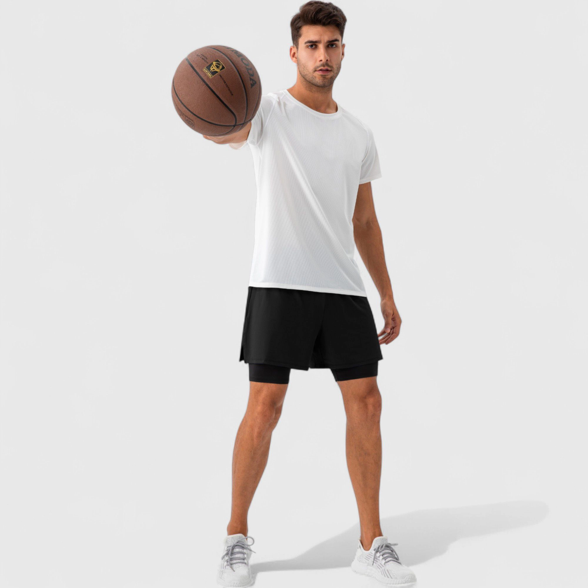 Anna-Kaci Men's 2-in-1 Training Shorts with Inner Compression Layer and Elastic Waistband