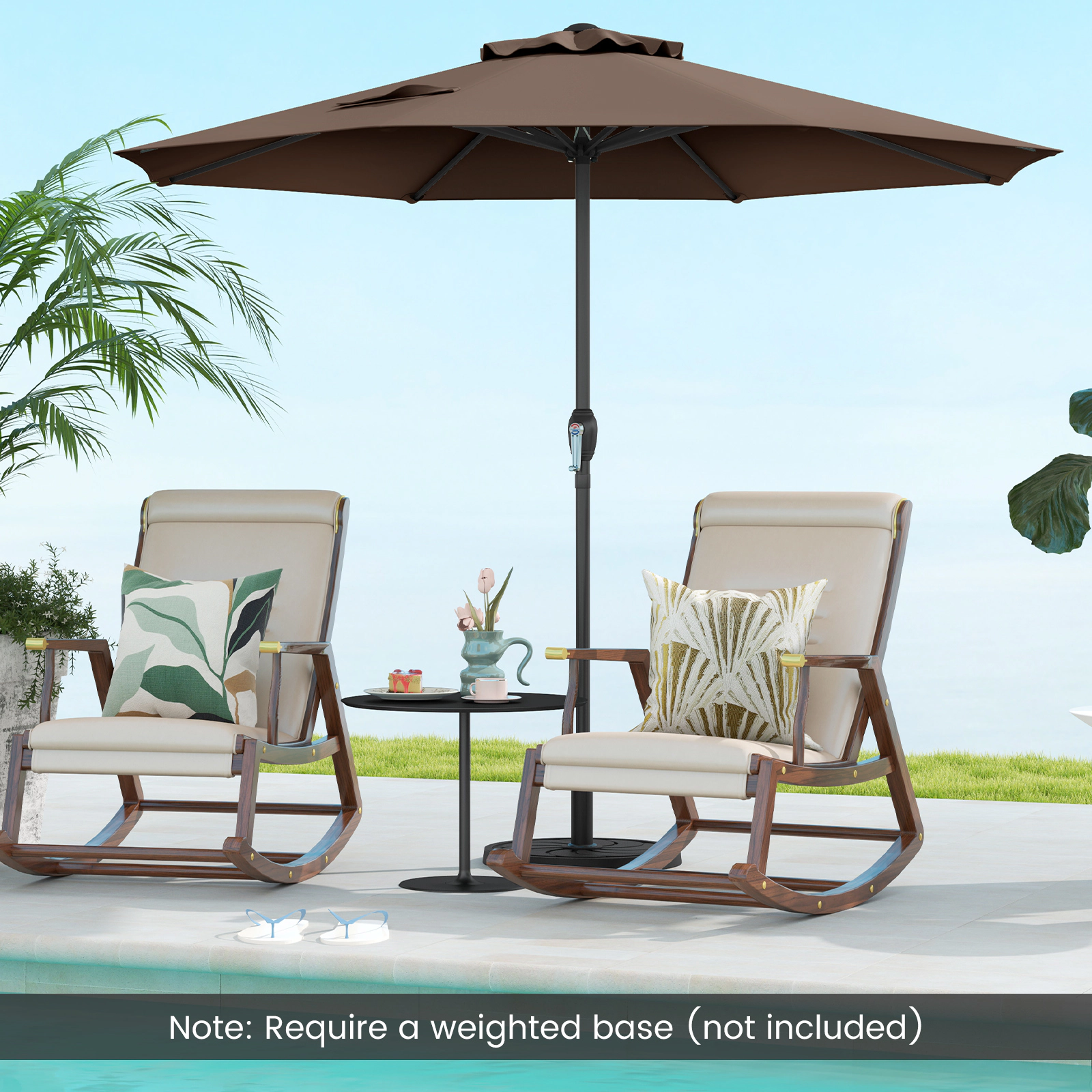 SUGIFT Coffee Crank Handle and 8 Heavy-Duty Ribs 8.5 FT Outdoor Market Patio Umbrella