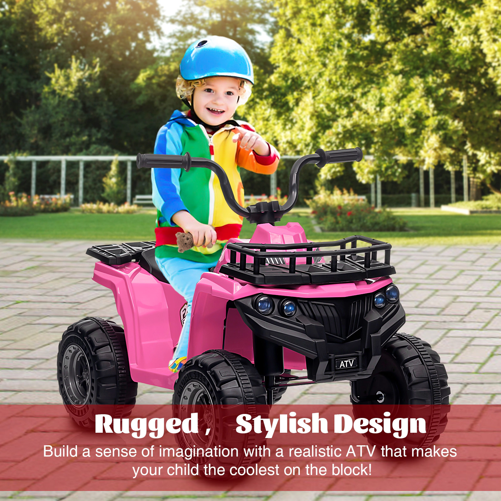 12V Kids Ride On ATV Quad, Electric 4-Wheeler w/Rechargeable Battery, Treaded Tires, Ergonomic Seat, for Ages 3-5