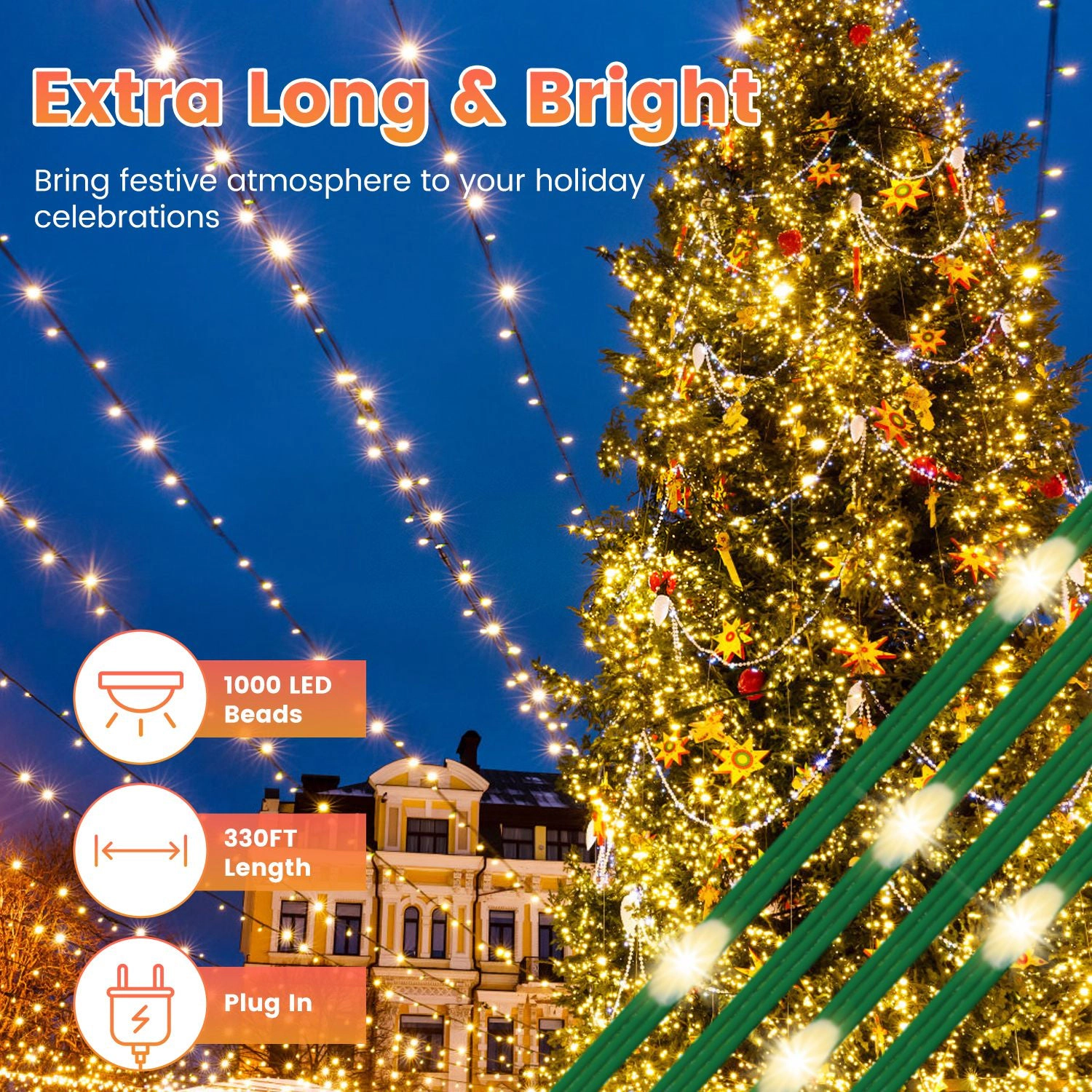 GBruno 330FT 1000LED Outdoor String Lights