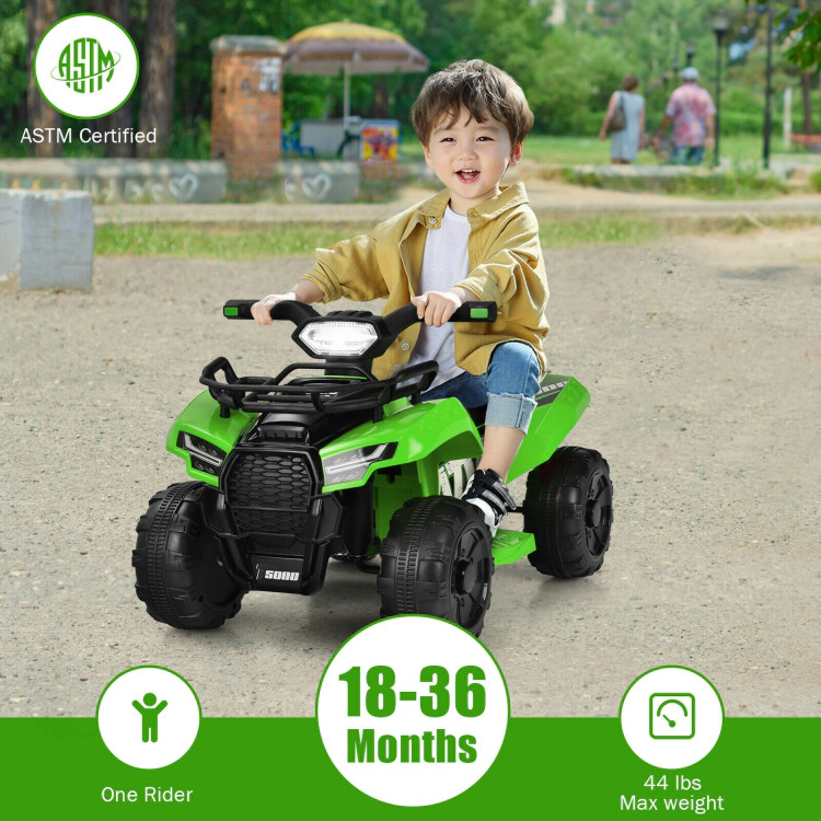 Hivvago 6V Kids ATV Quad Electric Ride On Car with LED Light and MP3