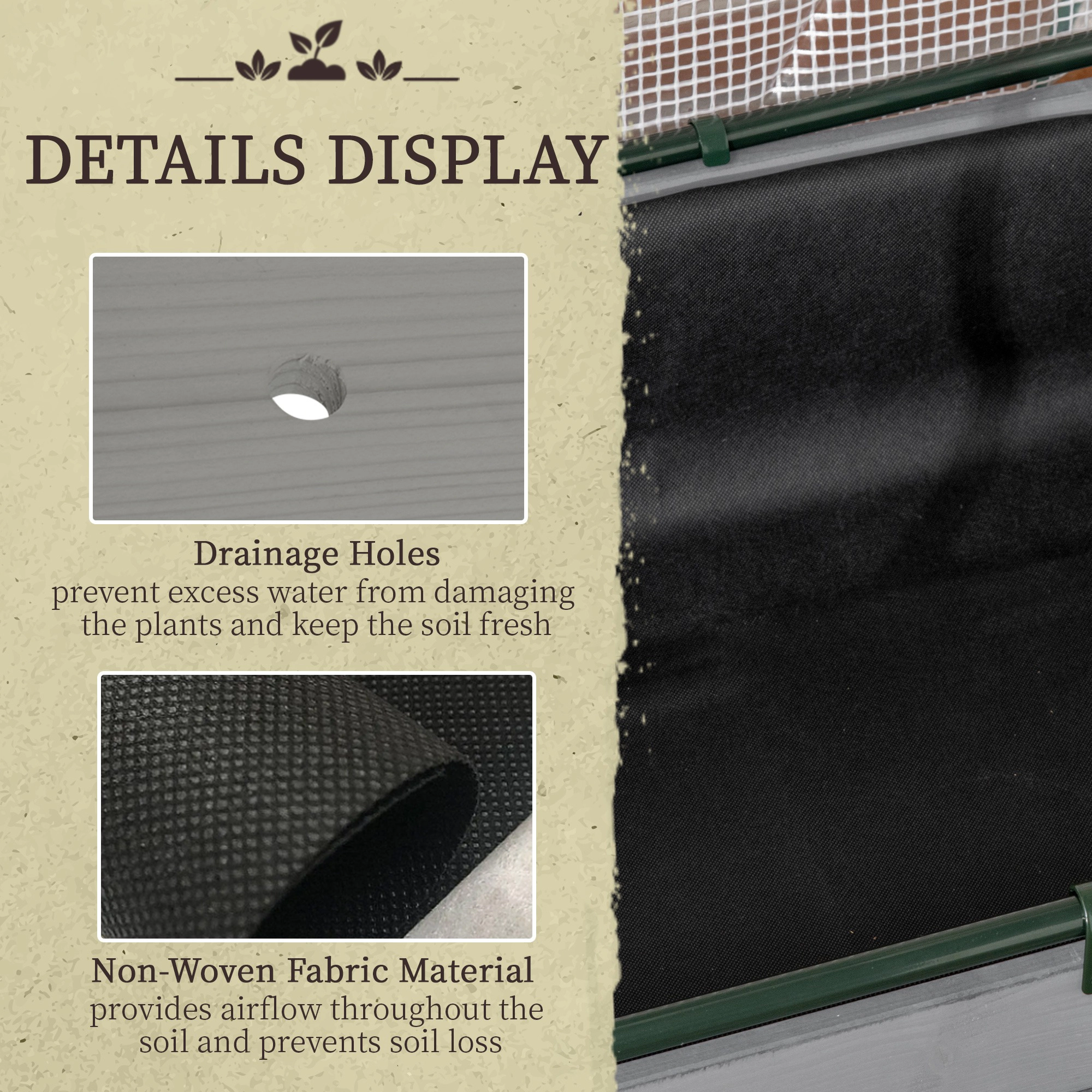 HONGGE Raised Garden Bed with PE Greenhouse Cover Outdoor Planter Box for Herbs and Vegetables Dark Gray