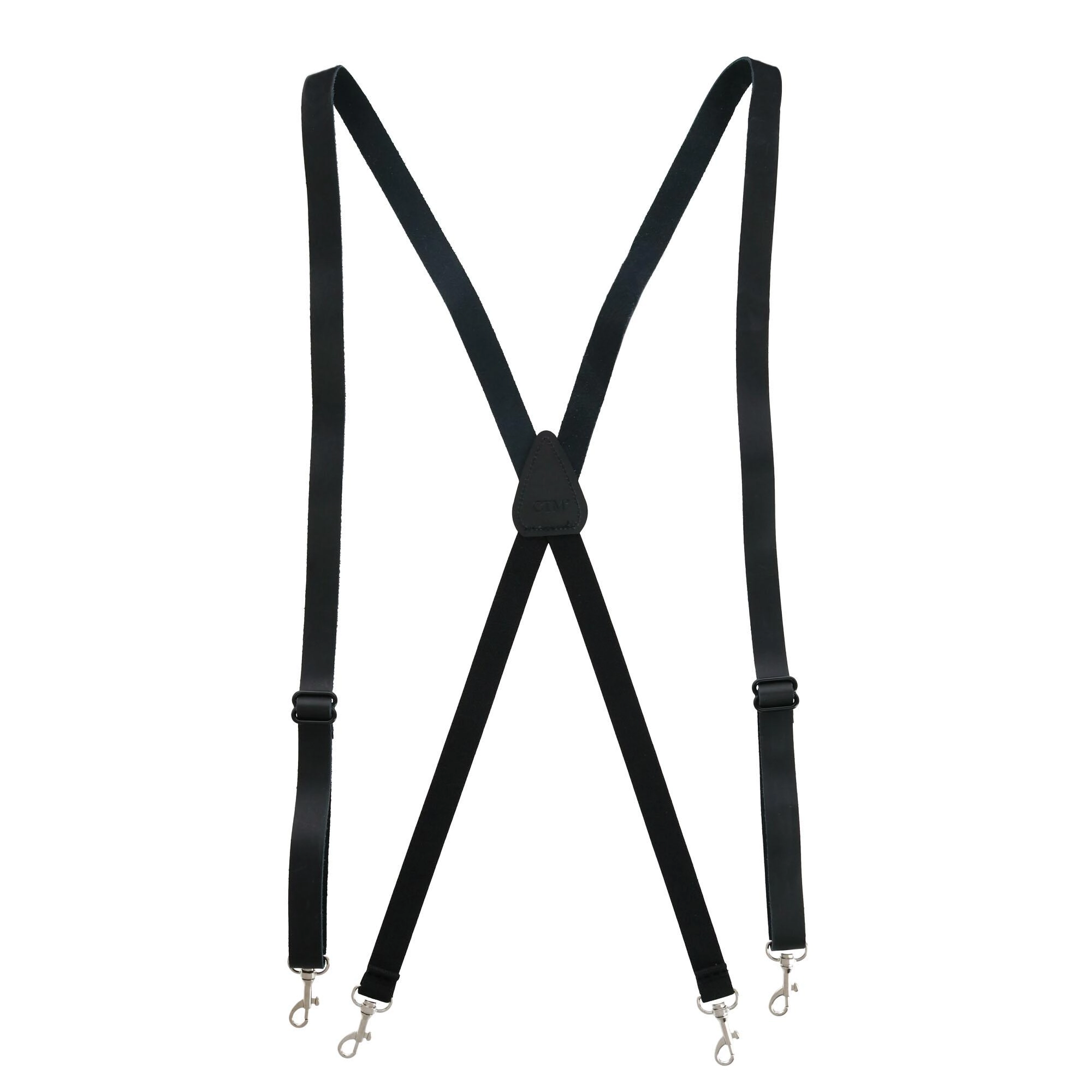 CTM Men's Smooth Leather Slim Width Suspenders w Metal Swivel Hook Ends