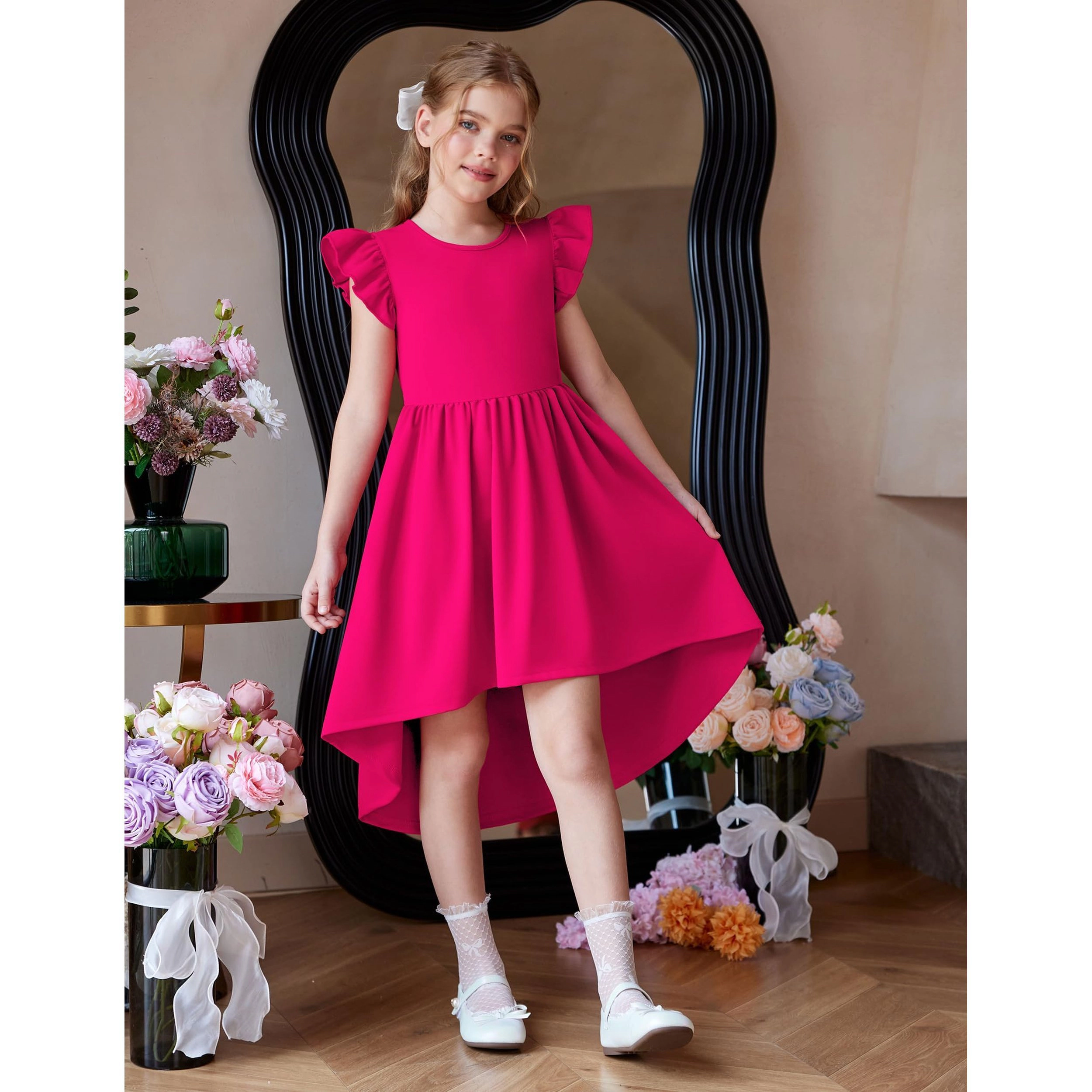 Arshiner Girls Wedding Guest Dress Easter Tween Summer Party Fancy Casual Dresses