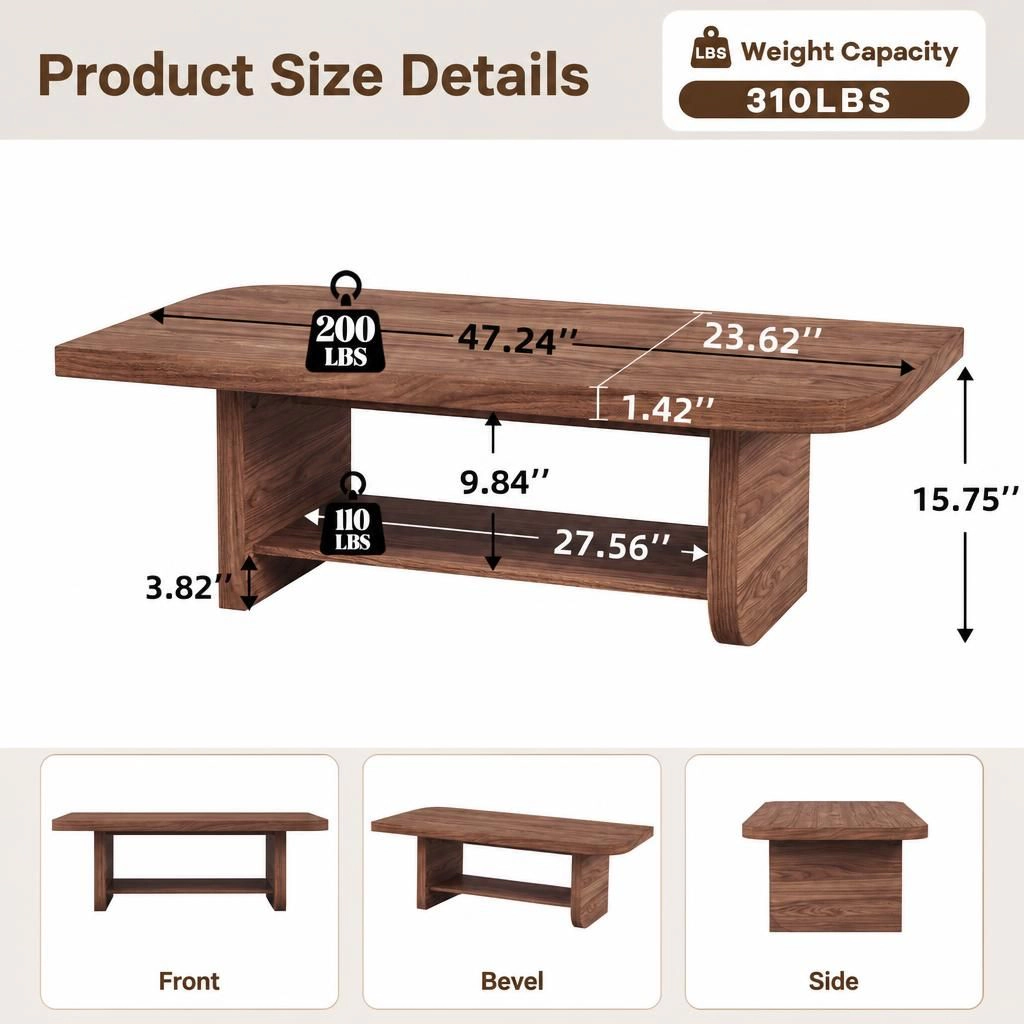 GOODSILO Rectangular Low Height Coffee Table Modern