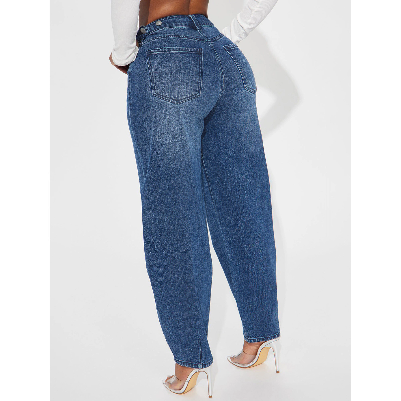 EadianDree Jeans for Women High Rise Full Length Denim Pants Casual Daily Wear