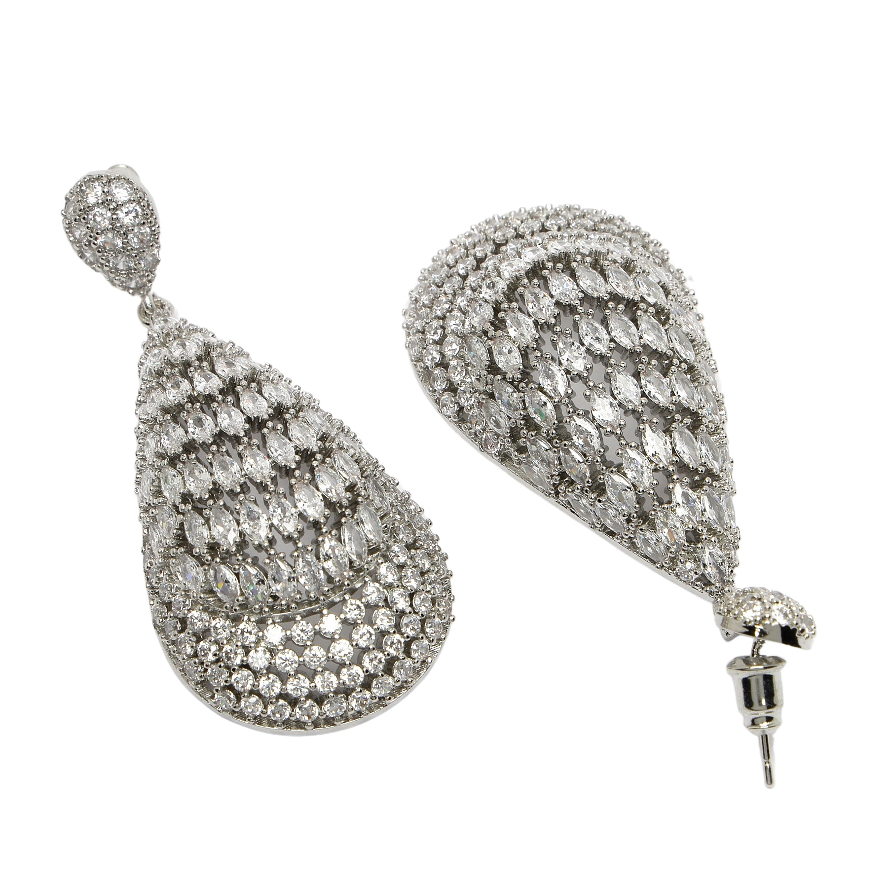 AGP PARIS Womens Diva Collection Zirconia Shimmering Hollow Drop Earrings