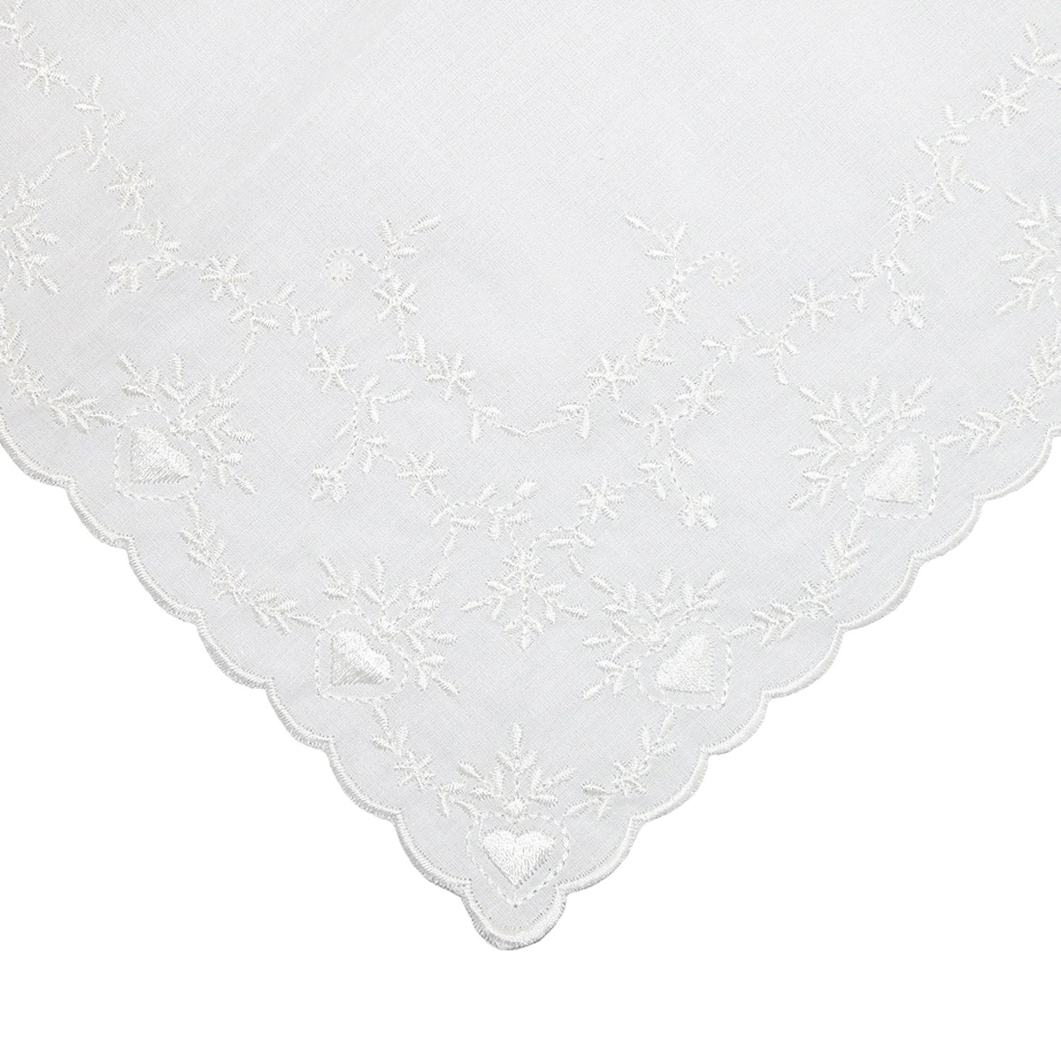 CTM Women's Soft Cotton Bridal Heart Embroidered Handkerchief