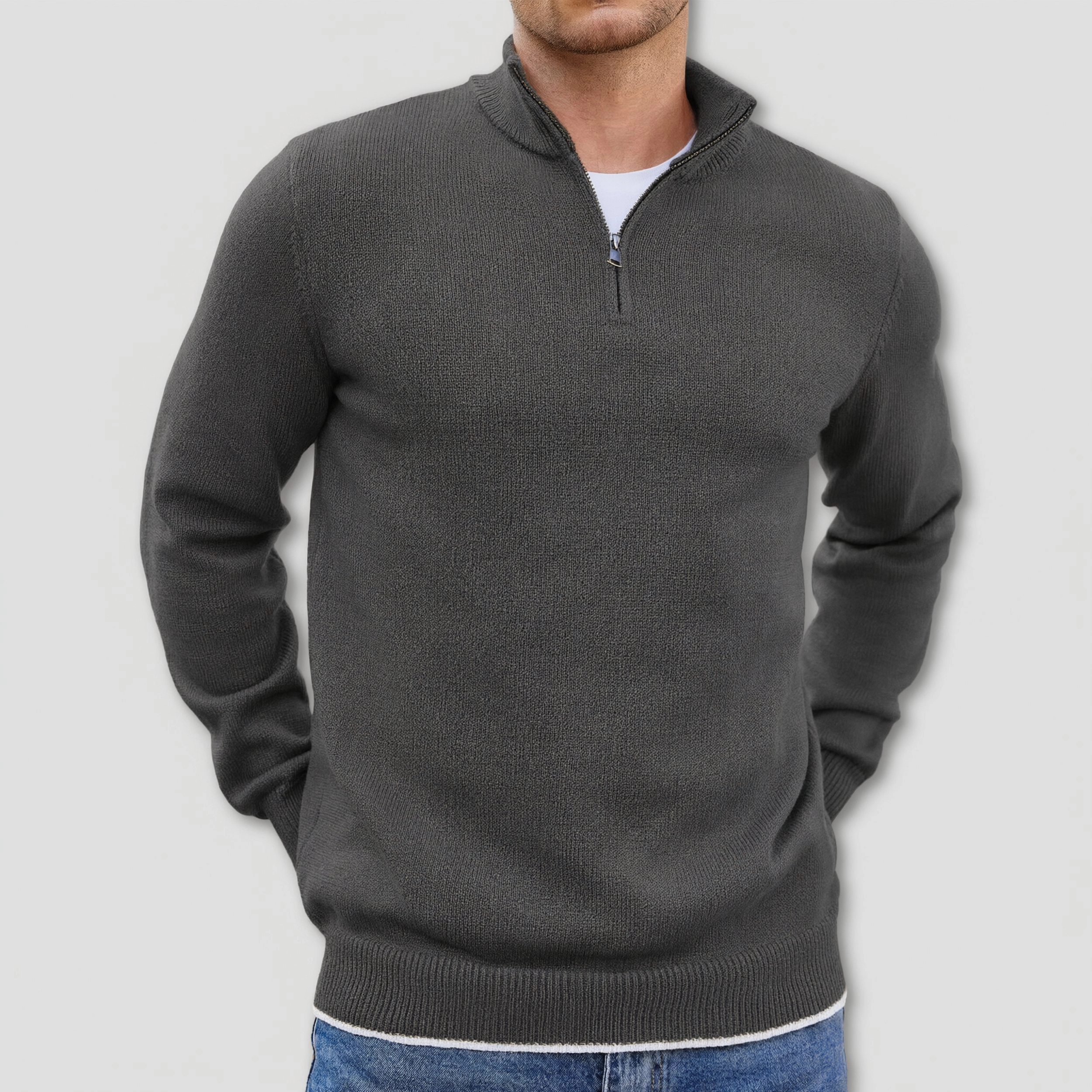 COOFANDY Men's Regular Fit Mock Neck Quarter Zip Pullover Sweater