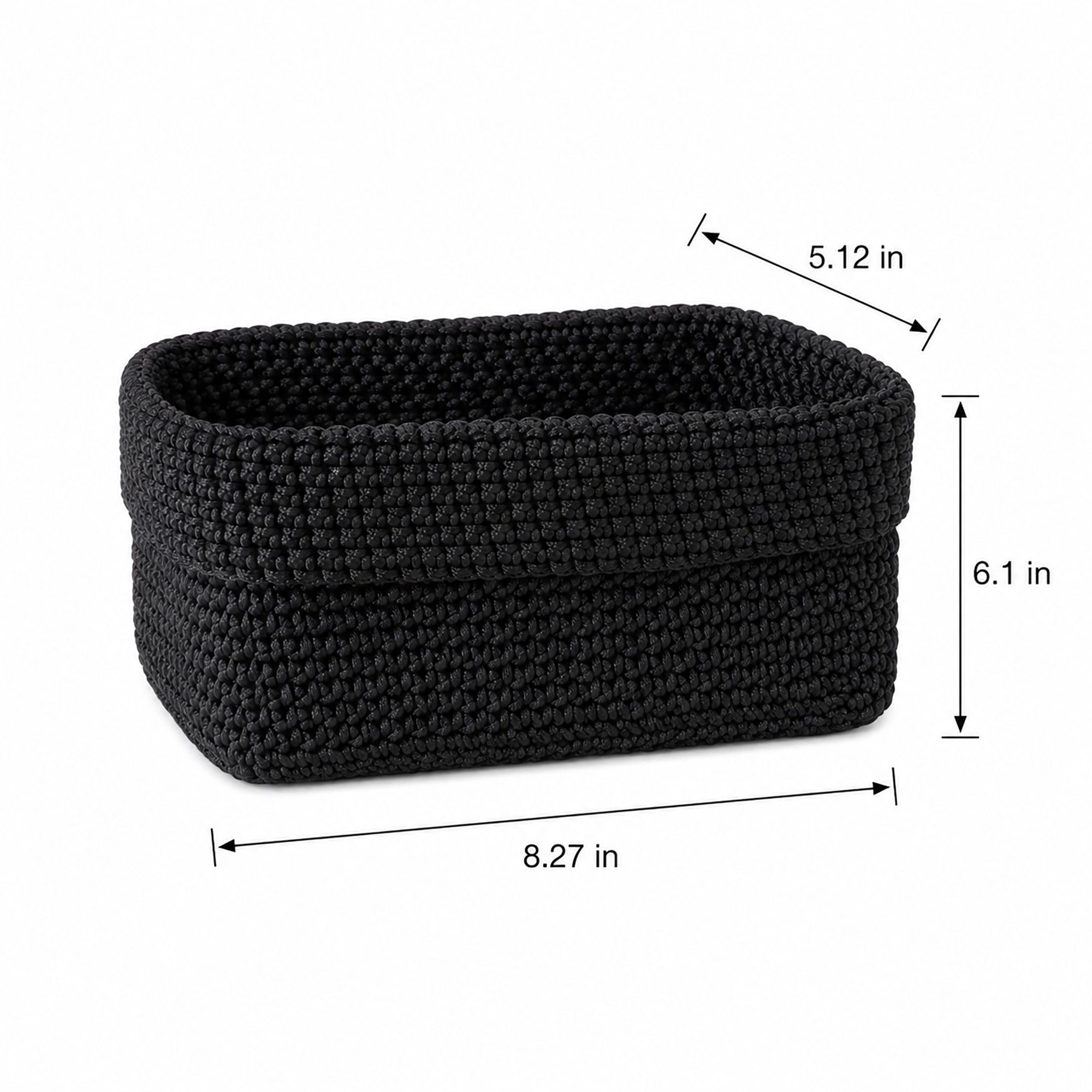 Alilang Unisex Rectangular Woven Storage Basket Foldover Rim Desktop Organizer Bin