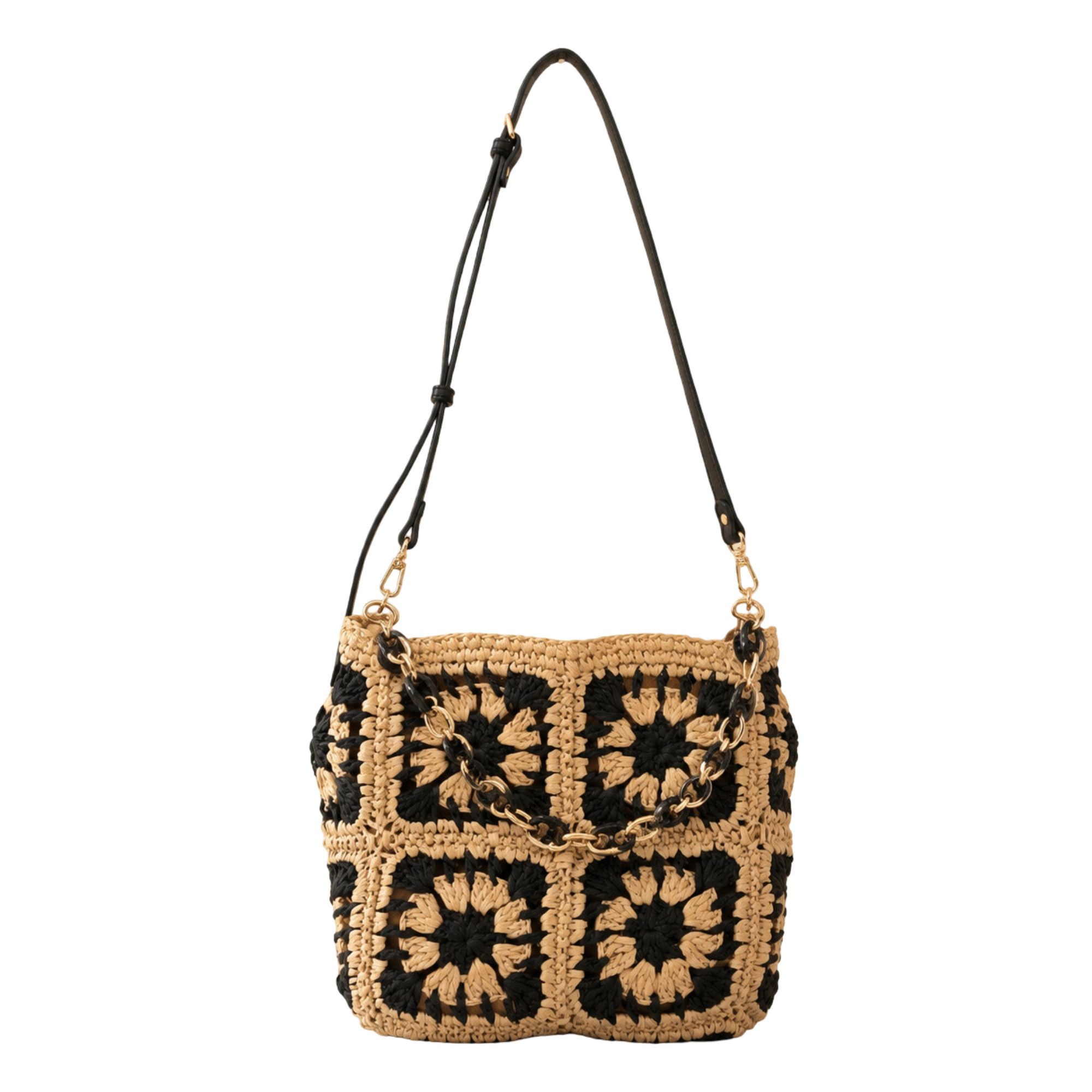 Alilang Women's Handcrafted Straw Shoulder Bag with Adjustable Strap and Inner Pocket