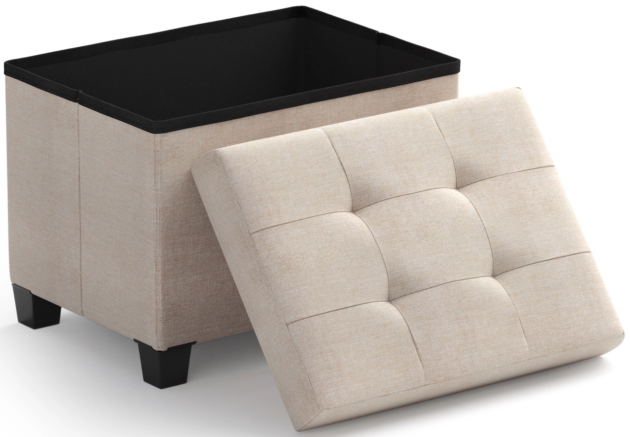 Ornavo Home Small Rectangle Storage Ottoman Foot Stool with Legs - 16" x 12"