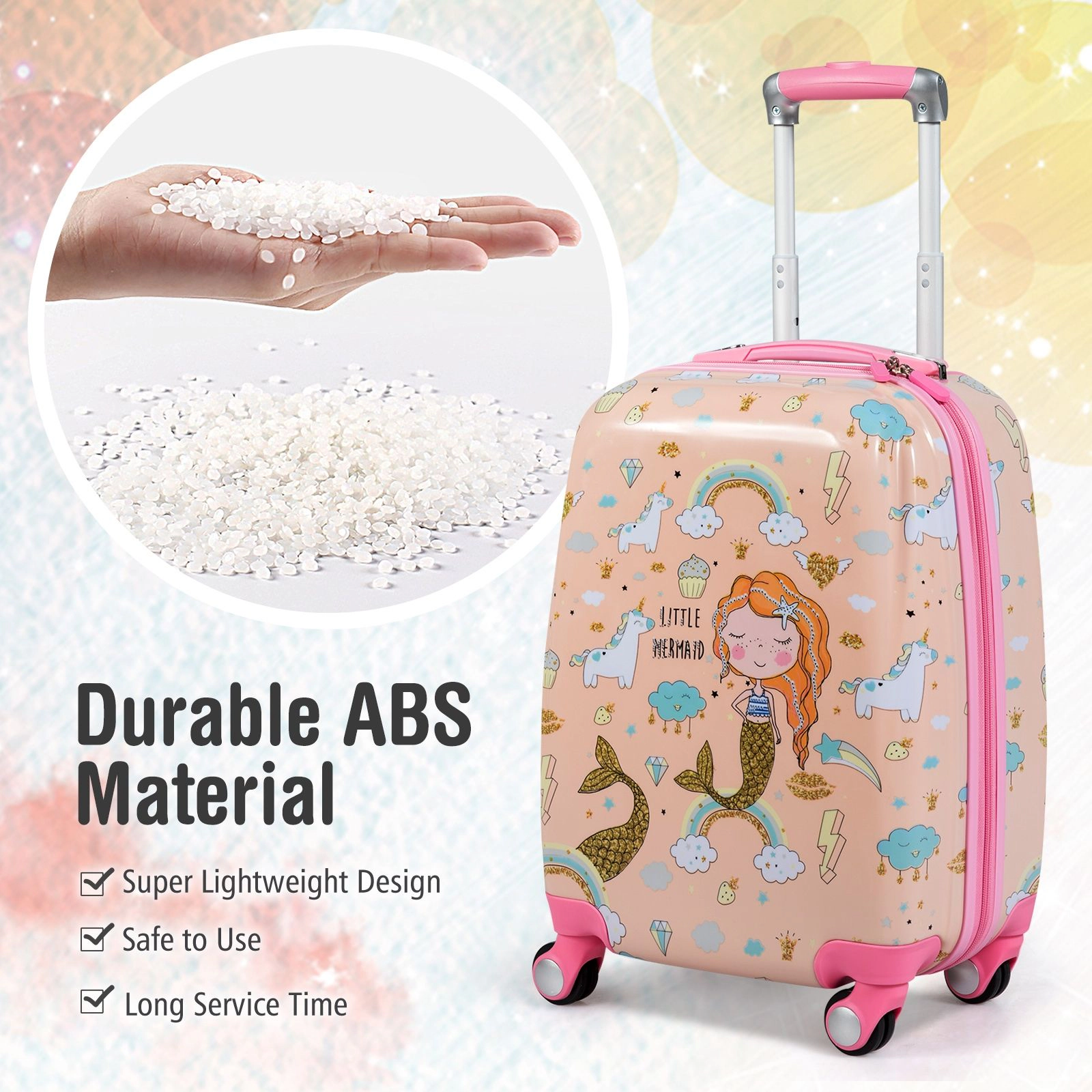 SlickBlue 2-Piece Kids Travel Luggage Set with Rolling Suitcase