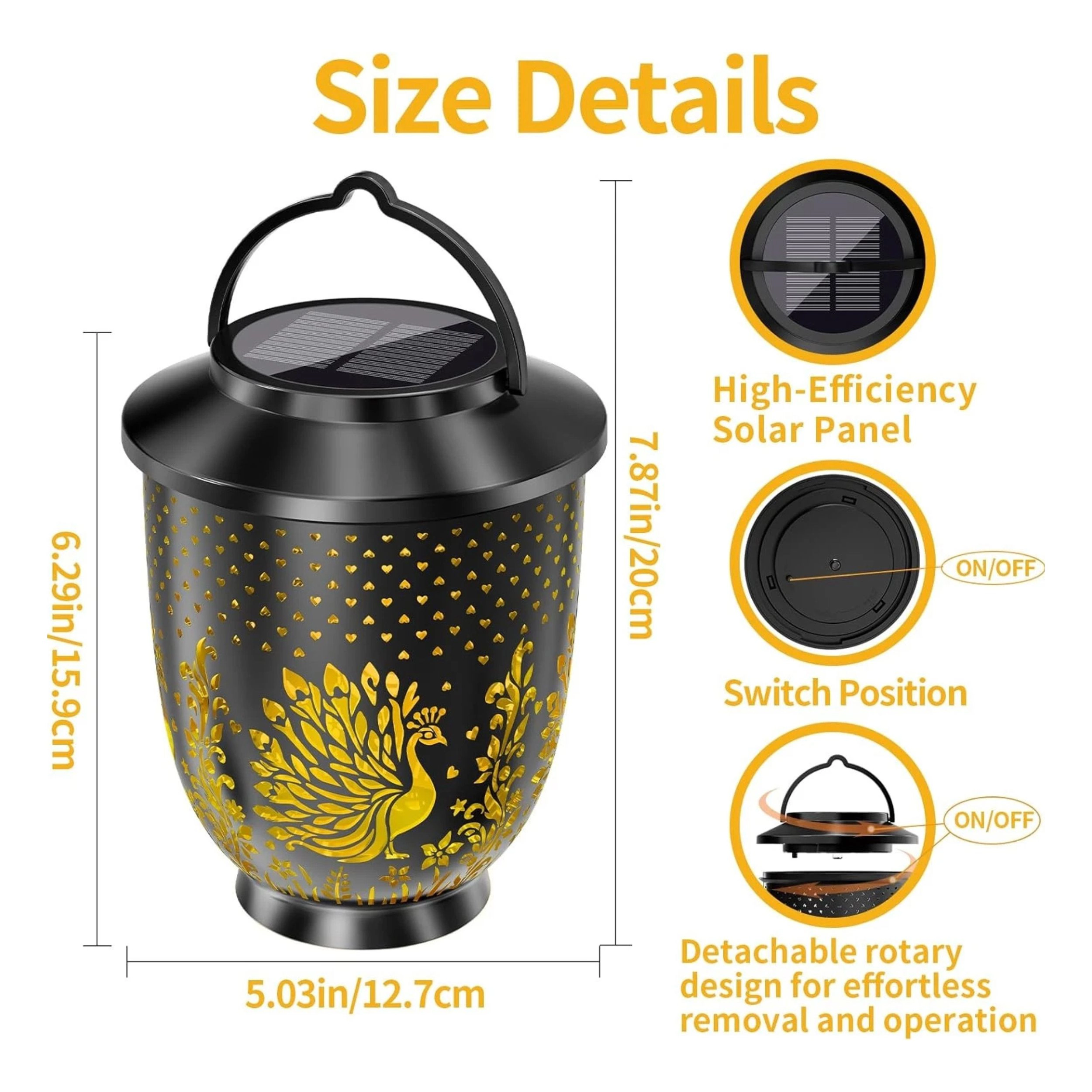 Home Collection Pack of 2 Solar Peacock Hanging Lanterns, Waterproof LED Garden Lights
