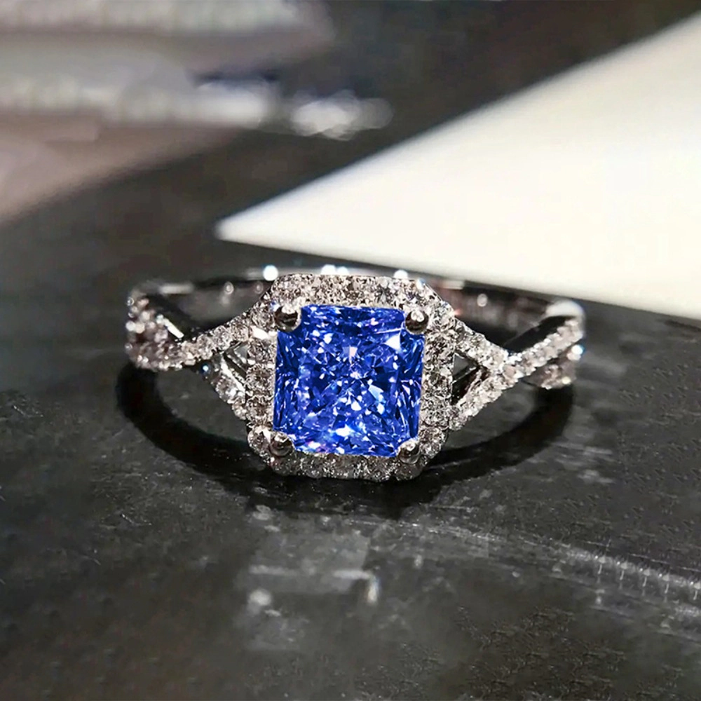 Elegant Rhinestone Decorated Copper Promise Ring