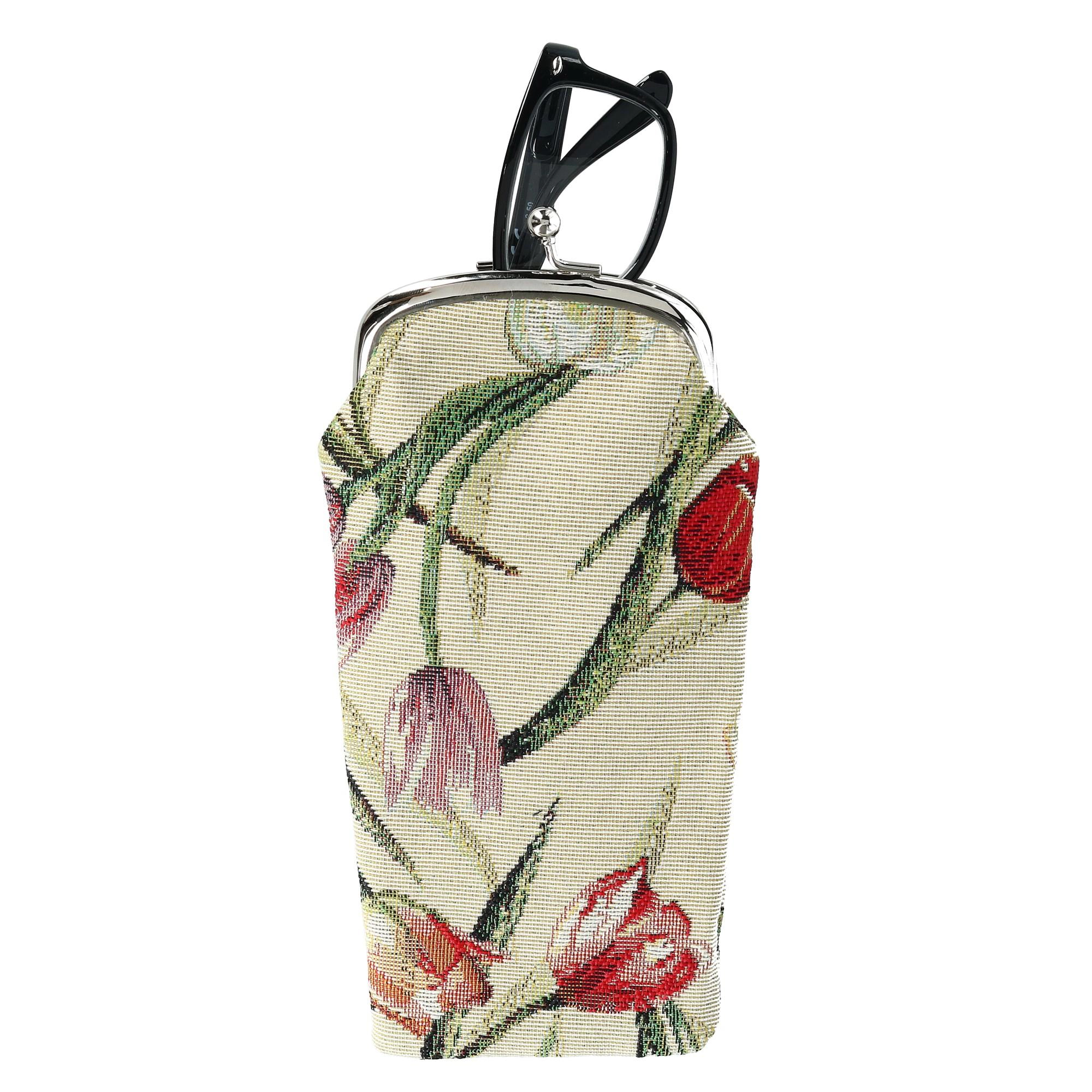 CTM Women's Tulip Print Tapestry Glasses Case