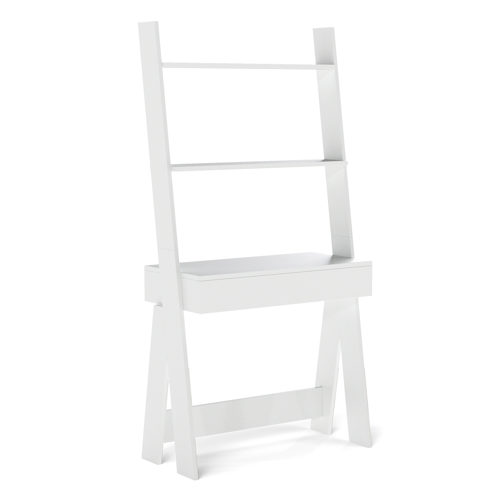 LJG Ladder Shelf Desk with Countertop Drawer and Anti-Toppling Device