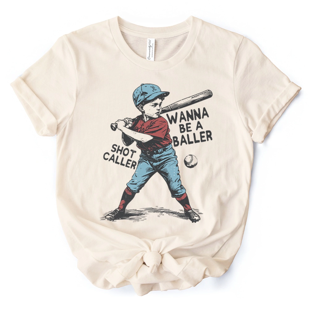 OrnamentallyYou Mens Wanna Be A Baller Baseball T-Shirt