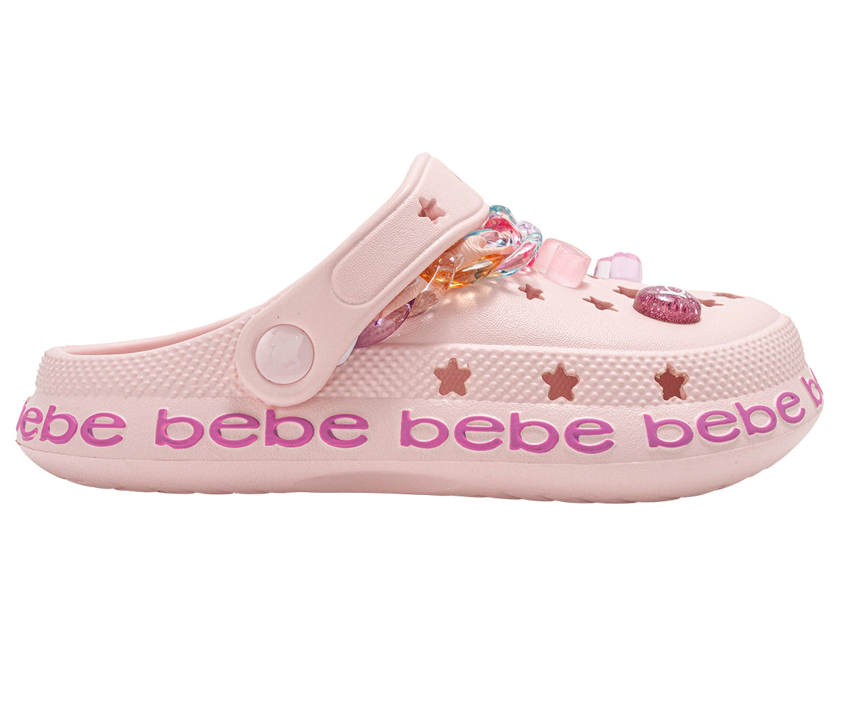 bebe Girl's EVA Clogs - Lightweight Slip-On Shoes with Charms for Kids