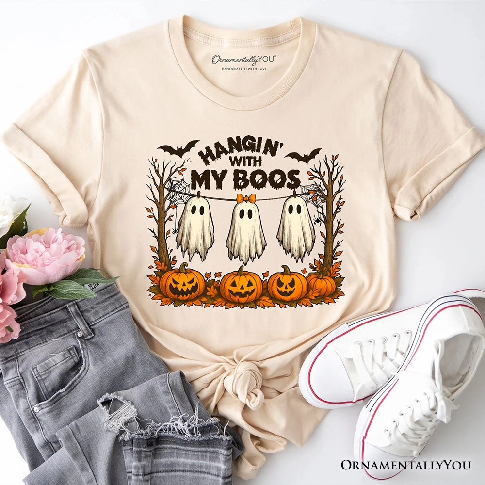 OrnamentallyYou Womens Hanging With My Boos Funny Halloween T-Shirt