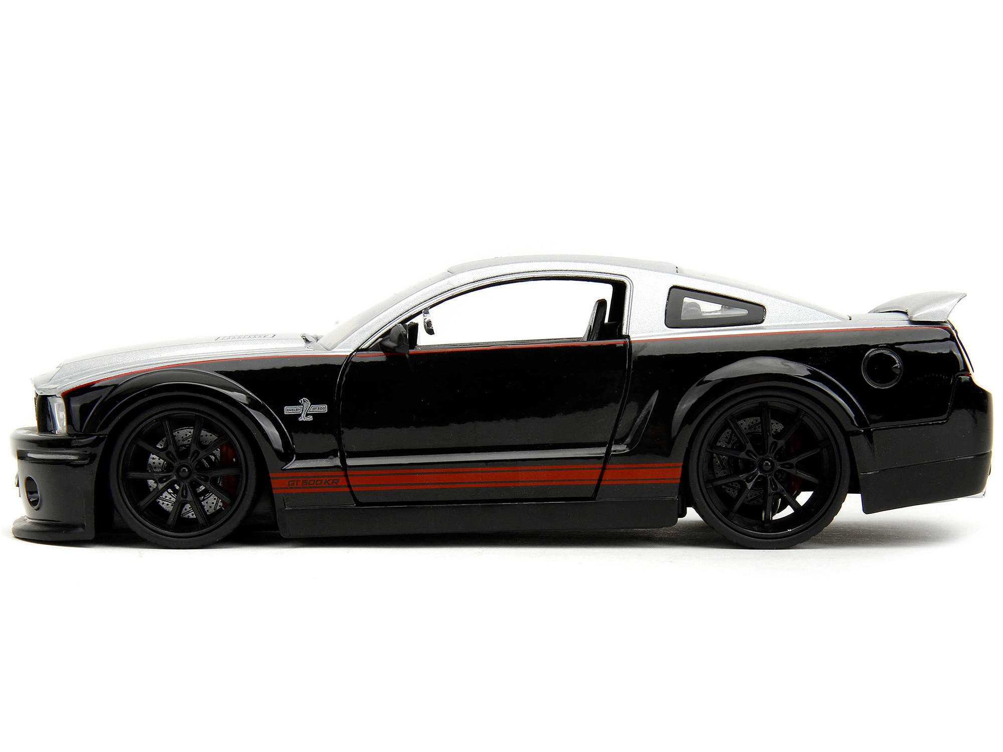 Jada 2008 Ford Shelby Mustang GT-500KR Silver and Black with Red Stripes "Bigtime Muscle" Series 1/24 Diecast