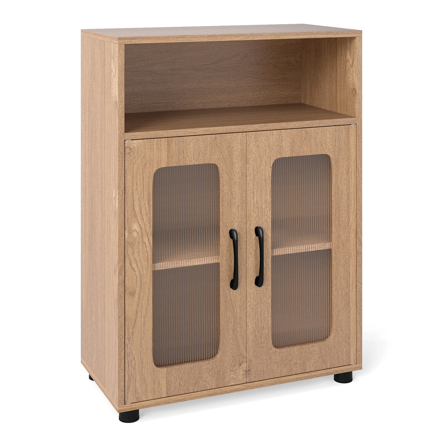 SlickBlue Freestanding Bathroom Cabinet with Double Doors & Open Shelf