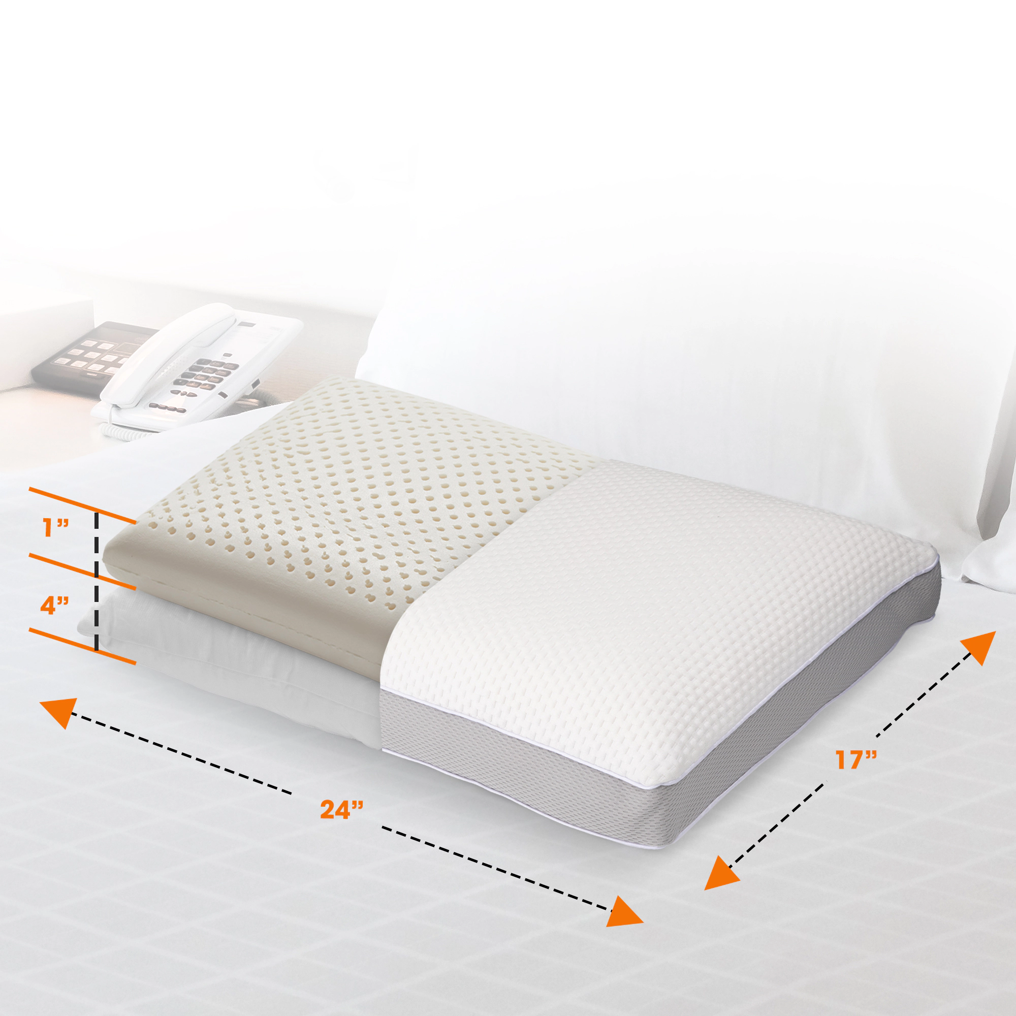 Cheer Collection 24 x 17-Inch Dual-Sided Memory Foam and Gel Fiber Pillow with Adjustable Loft