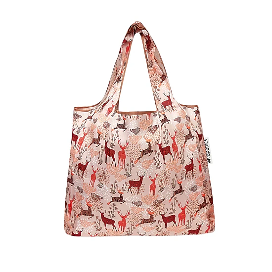 Wrapables Nylon Reusable Shopping Bags for Groceries (Set of 2) M, Deer