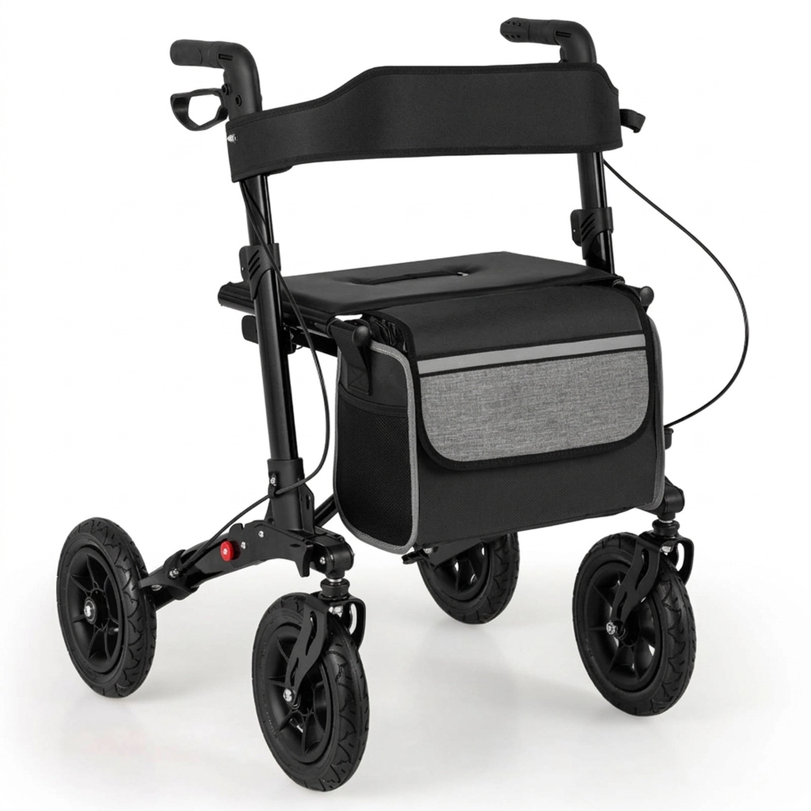 SUGIFT All-Terrain Folding Rollator Walker with Seat, Pneumatic Tires, 7 Handle Heights, 308-lb Capacity