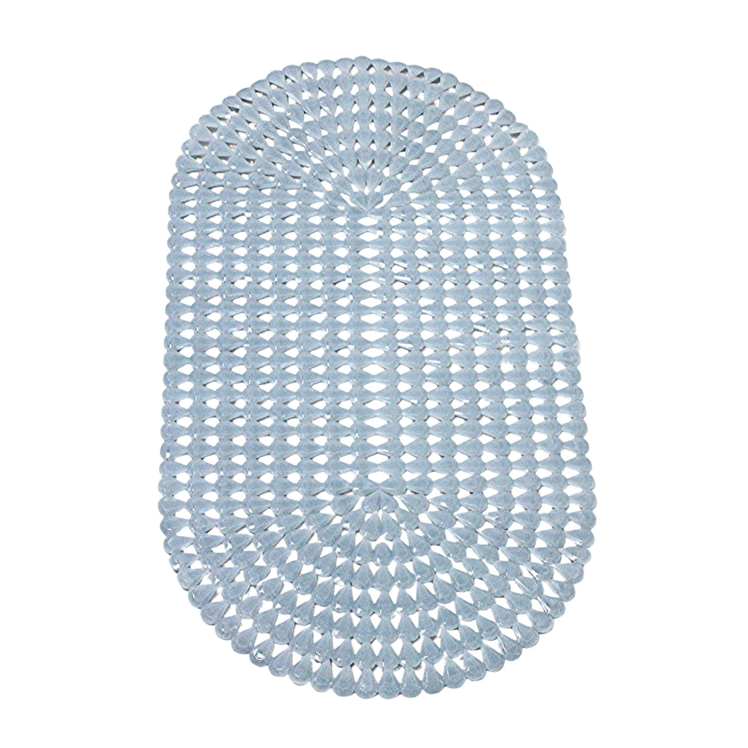 Home Collection Light Blue Oval Bath Mat with Suction Cups