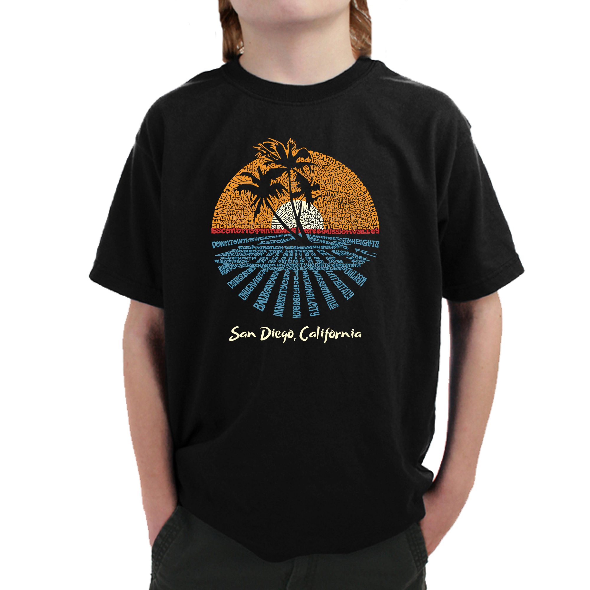 LA Pop Art Boy's Word T-Shirt - Cities San Diego