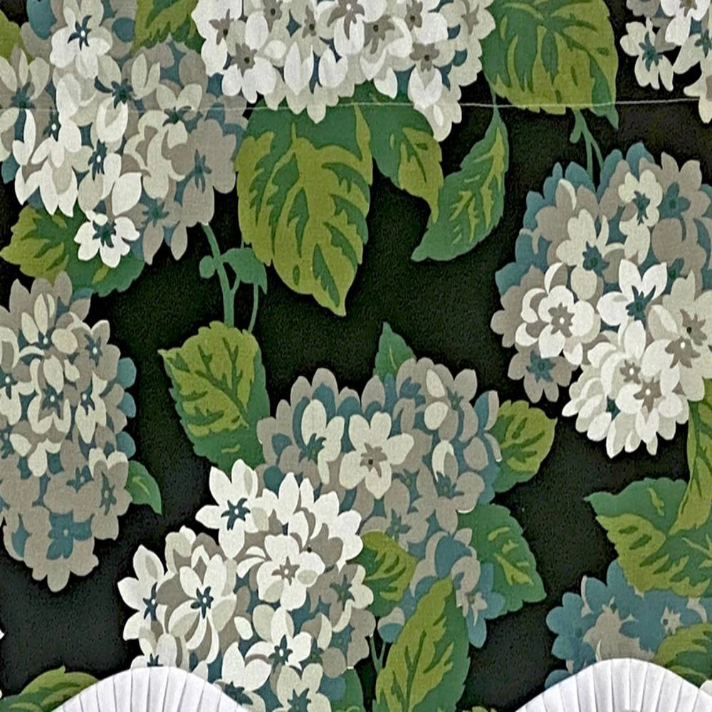 RLF Home Hydrangea Ruffled Provance valance Tuxedo Black. 3" Rod Pocket 50"W x 17"L