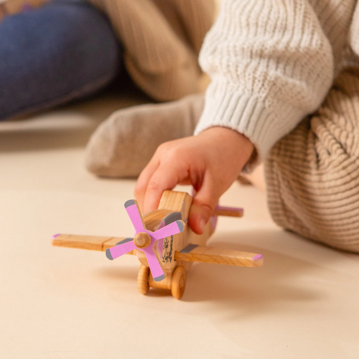 Miller Boys P-51 Mustang Wooden Toy Airplane, Pink Lady - Maple, Made in USA