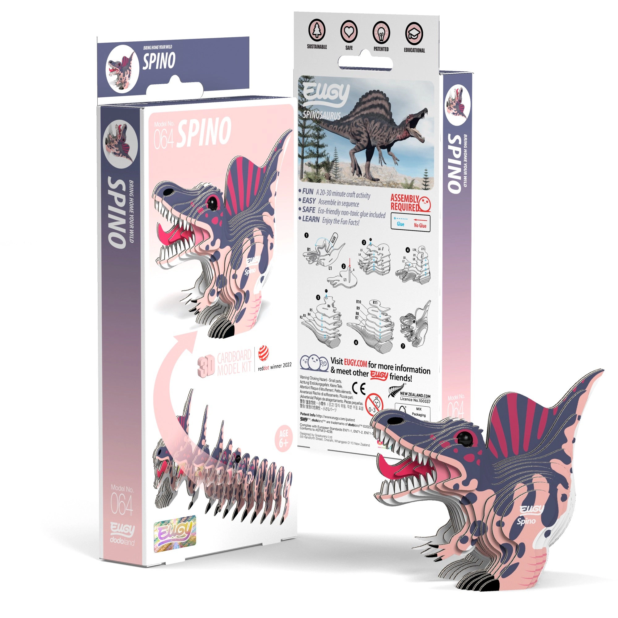 EUGY Spino 3D Puzzle - contains 24 puzzle pieces
