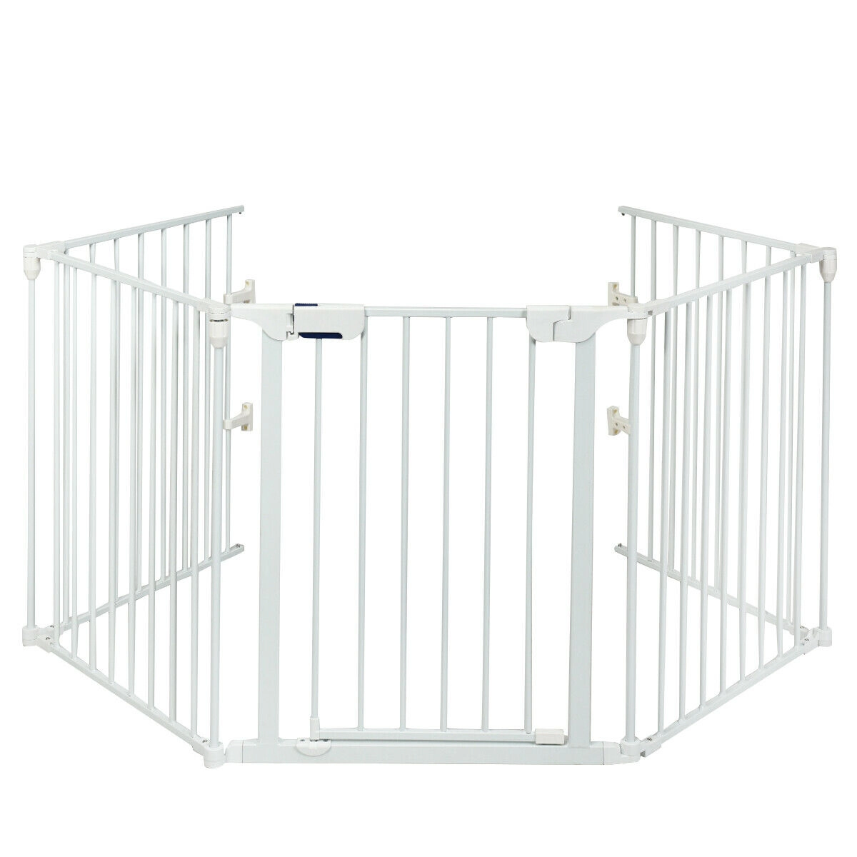 SUGIFT 115 Inch 5 Panel Adjustable Baby Gate White Wide Fireplace Fence