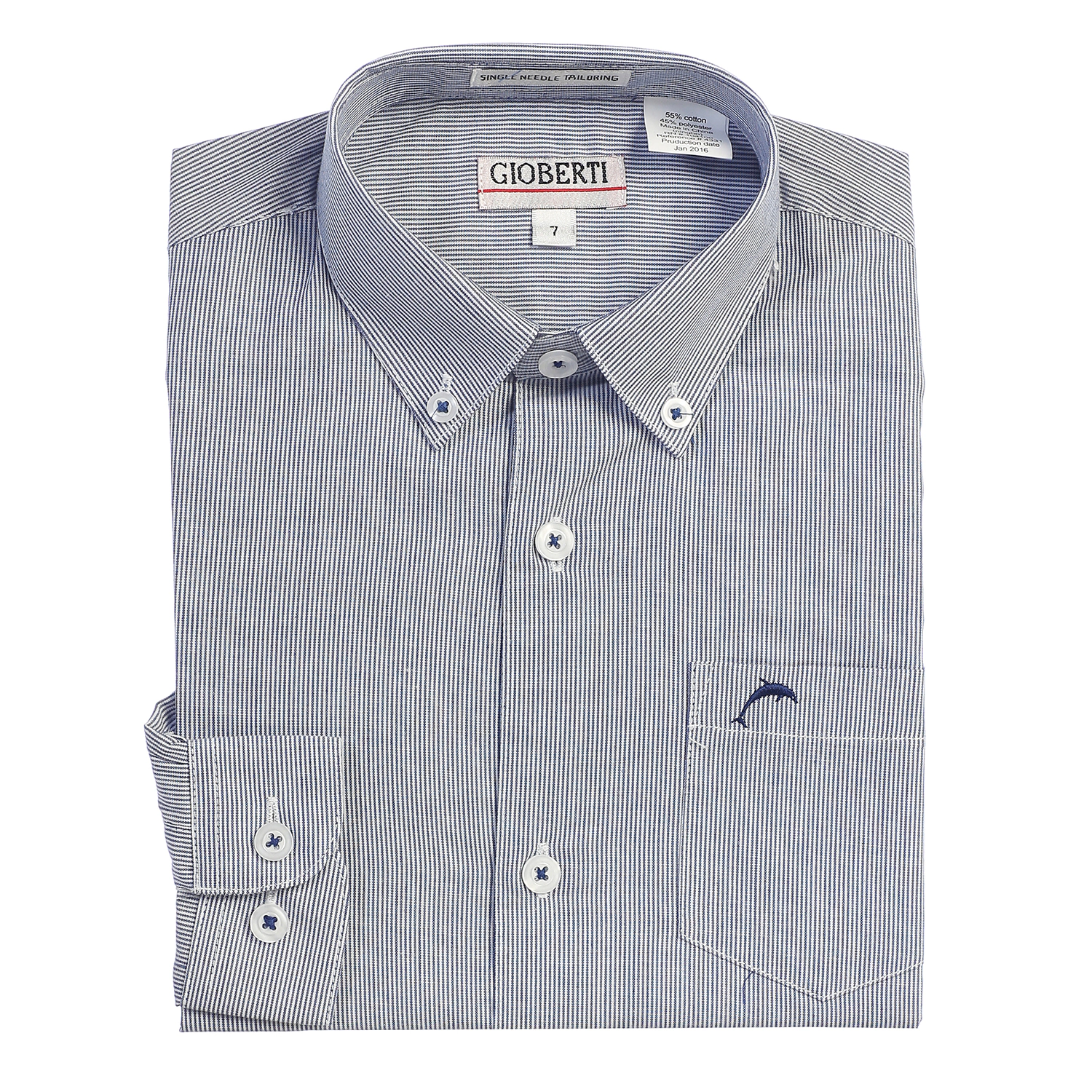 Gioberti Boy's Long Sleeve Pinstripe Dress Shirt