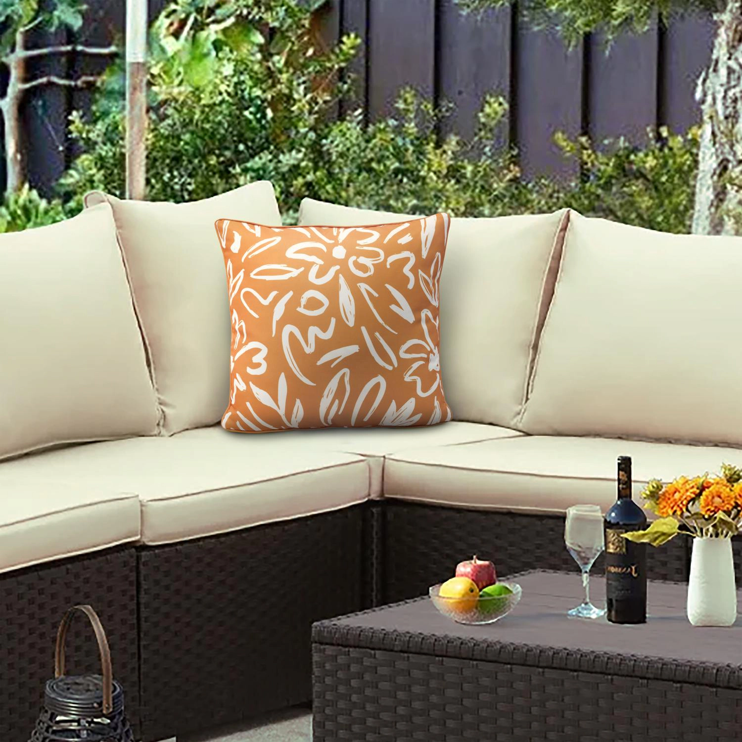 Outdoor Decor by Commonwealth Printed Outdoor Pillow Cover 18 x 18 Mustard (Cover Only)
