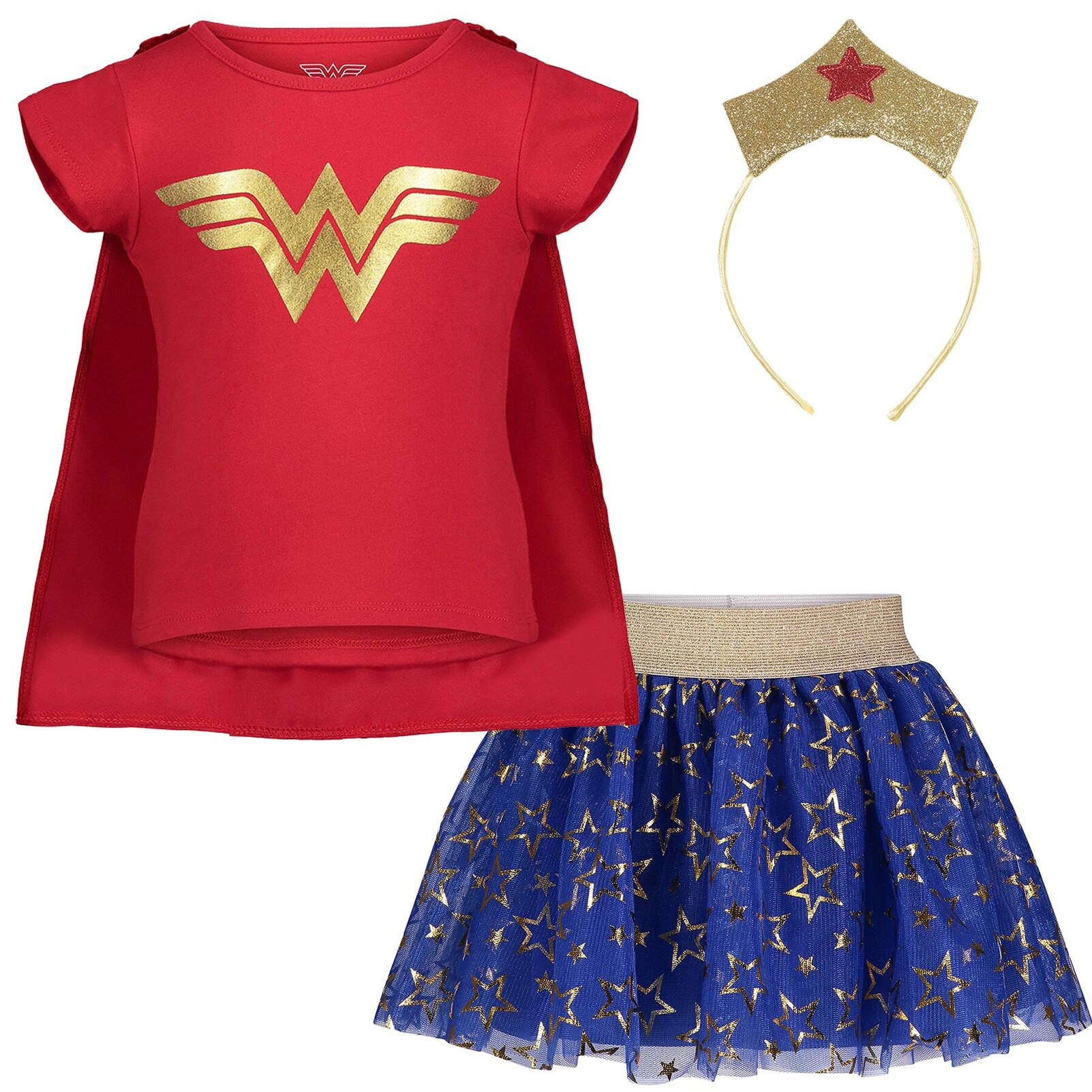 DC Comics Justice League Wonder Woman Girls' Cosplay Tee and Tutu Skirt Set