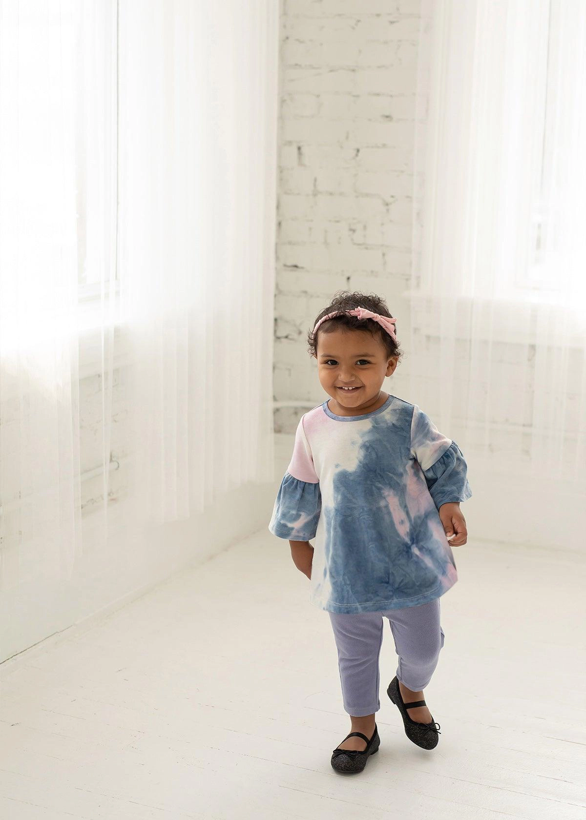 Mabel and Honey Girls Frilly Knit Tie Dye 2-Piece Set
